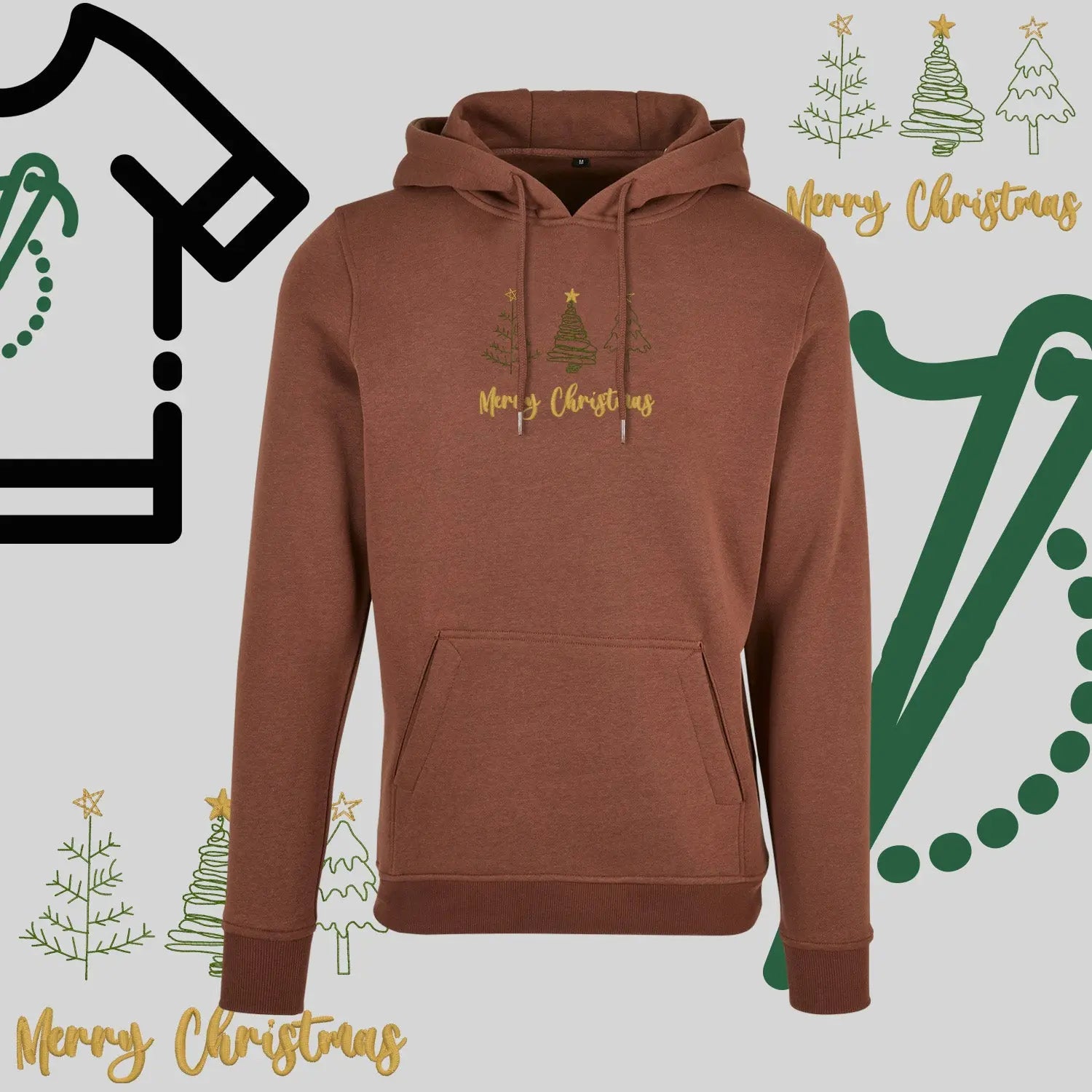 Bluza z kapturem "Trzy Choinki" – haft komputerowy, styl z przesłaniem Haft z radości