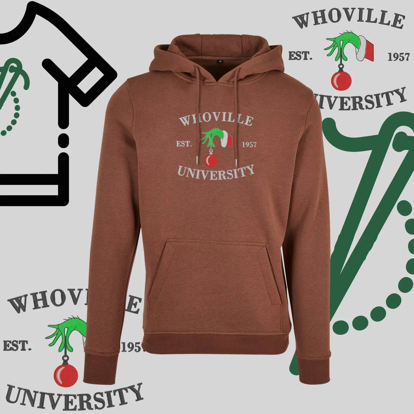 Bluza z kapturem "Grinch" – haft komputerowy, styl z przesłaniem Haft z radości