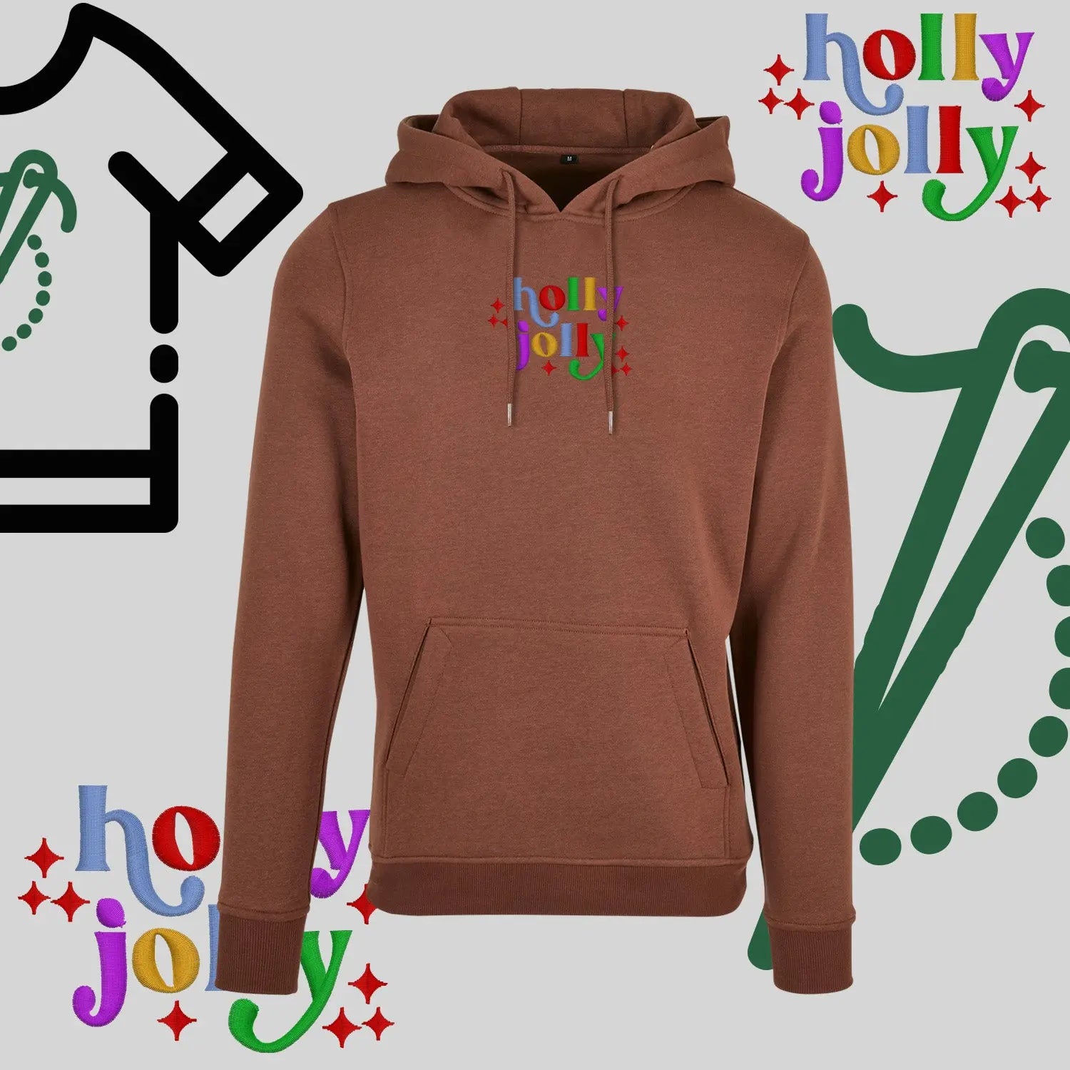 Bluza z kapturem "Holly Jolly" – haft komputerowy, styl z przesłaniem Haft z radości