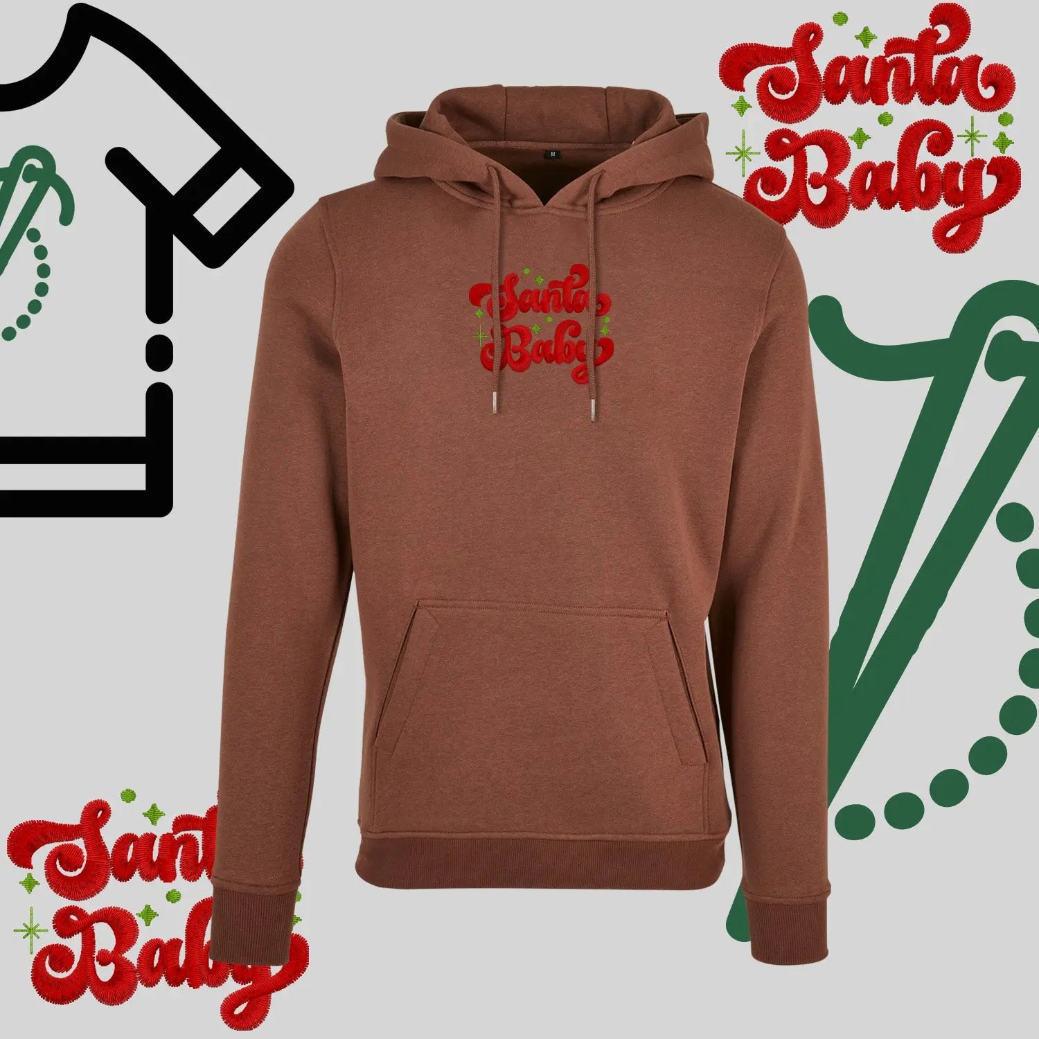 Bluza z kapturem "Santa Baby" – haft komputerowy, styl z przesłaniem Haft z radości