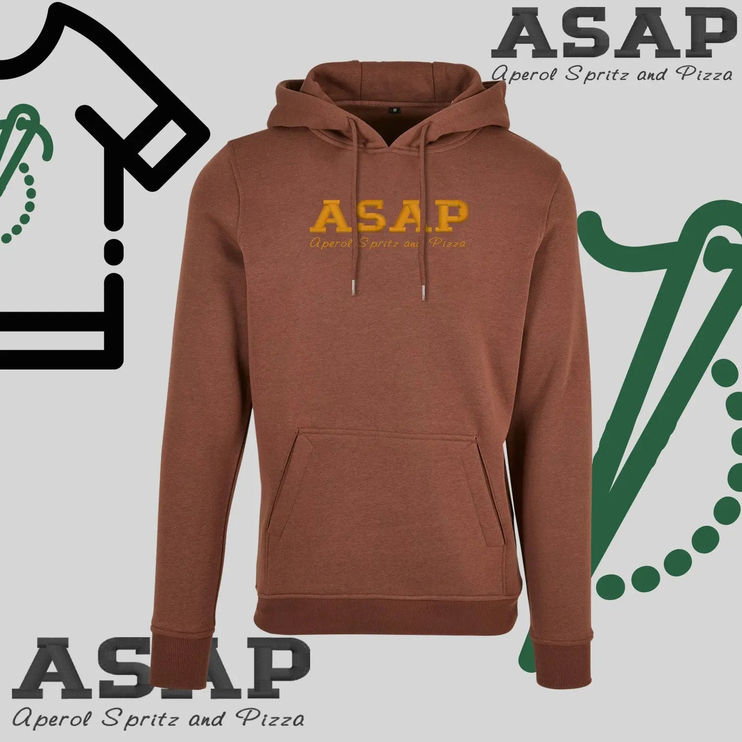 Bluza z kapturem "ASAP – Aperol Spritz and Pizza" – haft, włoski klimat Haft z radości