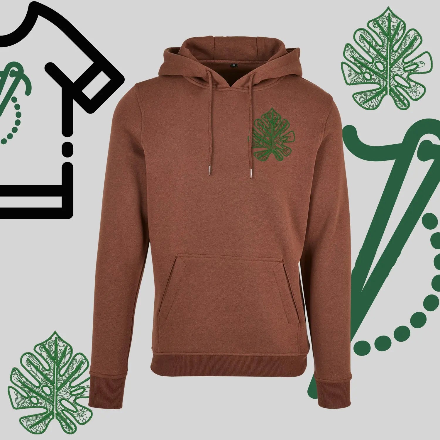 Bluza z kapturem "Liść Monstery" – haft komputerowy, styl urban jungle Haft z radości