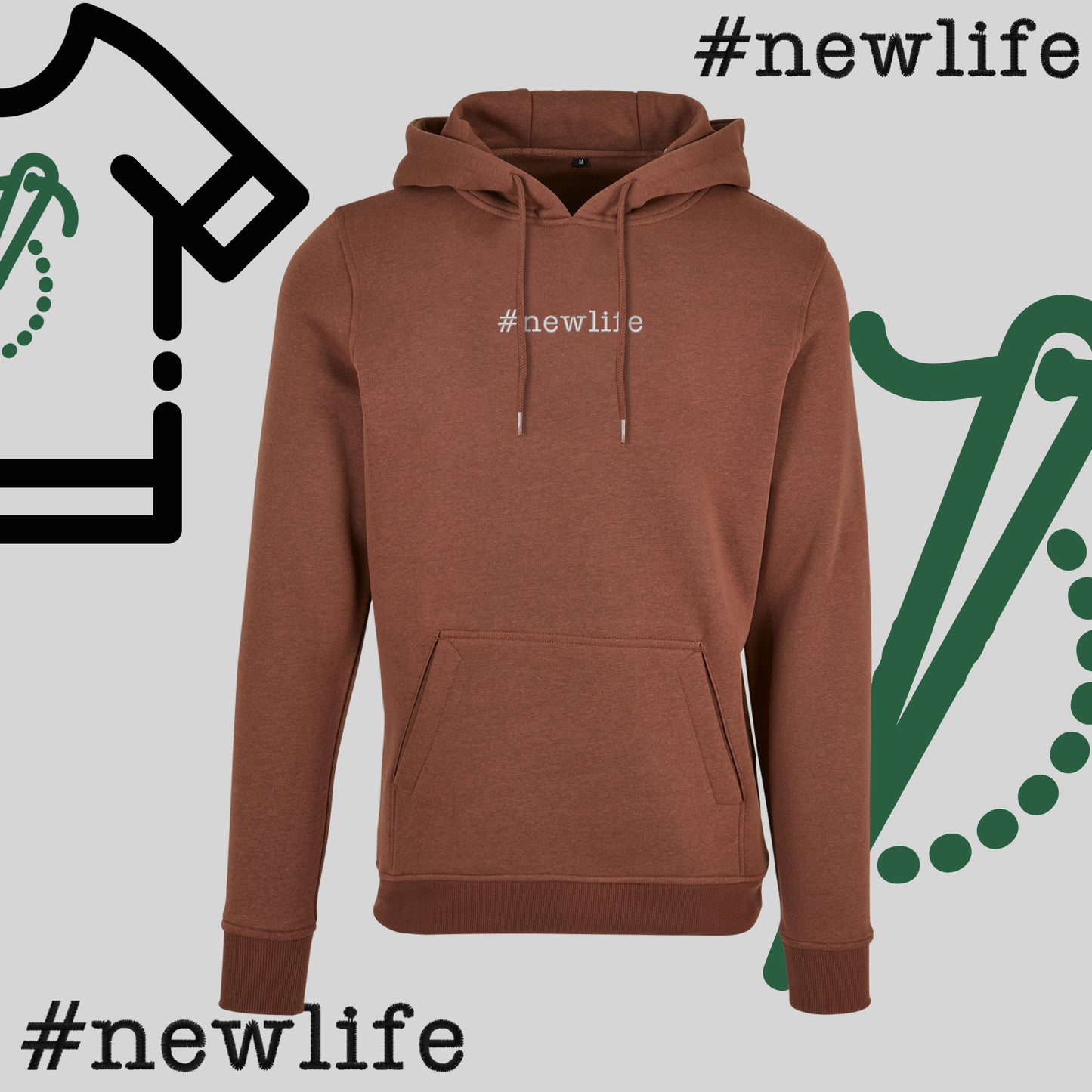 Bluza z kapturem "#newlife" – haft komputerowy, inspiracja na nowy początek