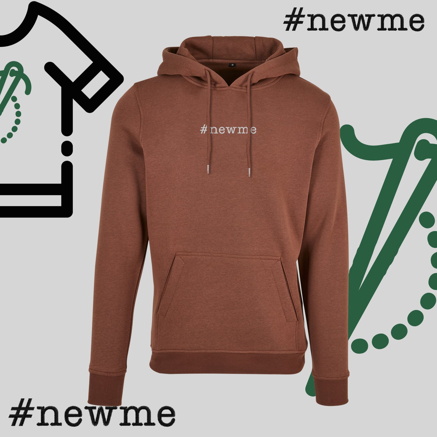 Bluza z kapturem "#newme" – haft komputerowy, motywacja i nowy styl