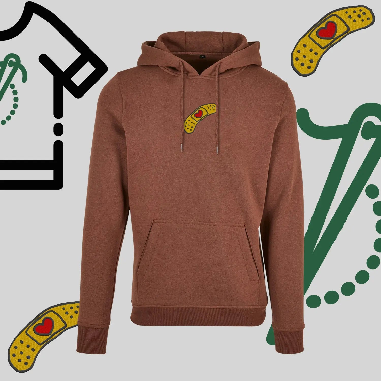 Bluza z kapturem "Plaster z sercem" – haft komputerowy, styl pełen emocji i troski Haft z radości