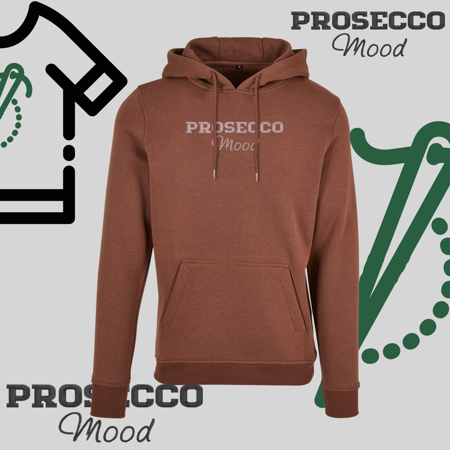 Bluza z kapturem "PROSECCO MOOD" – haft komputerowy, styl na każdą okazję