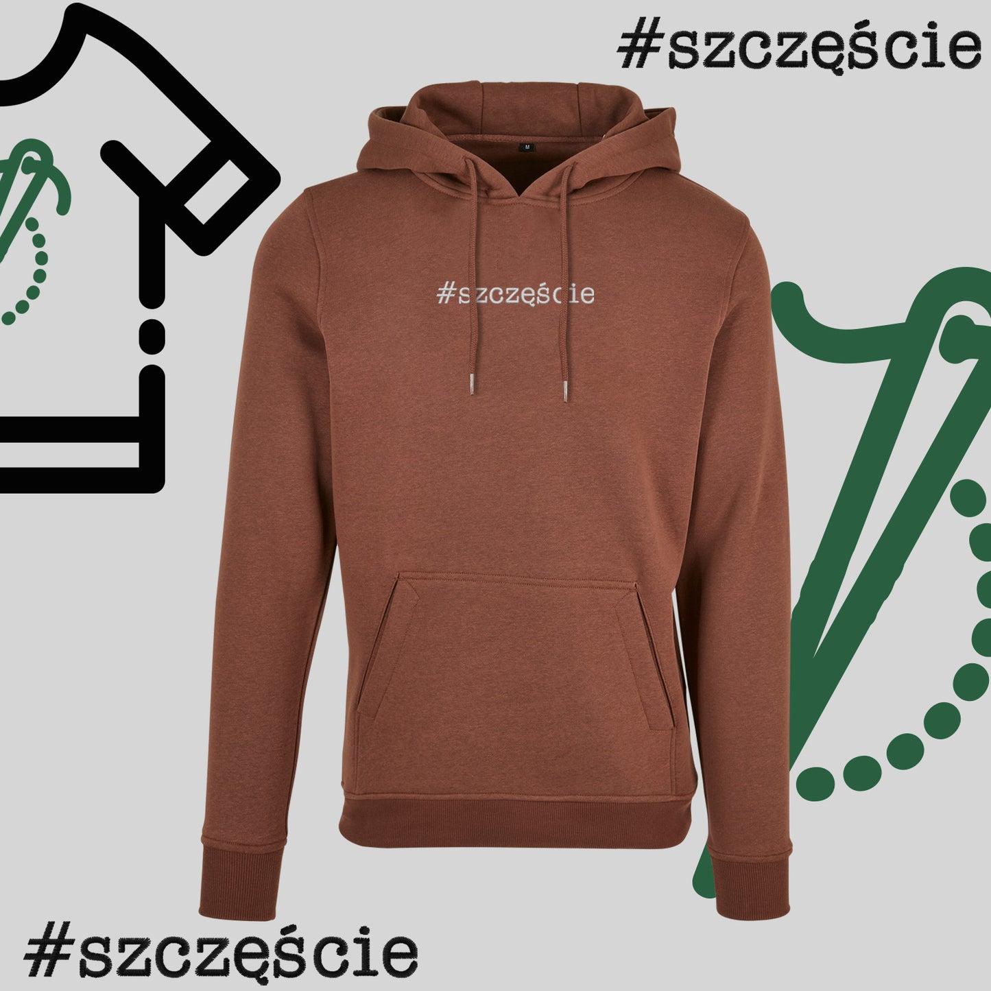 Bluza z kapturem "#szczęście" – haft komputerowy, styl pełen pozytywnej energii
