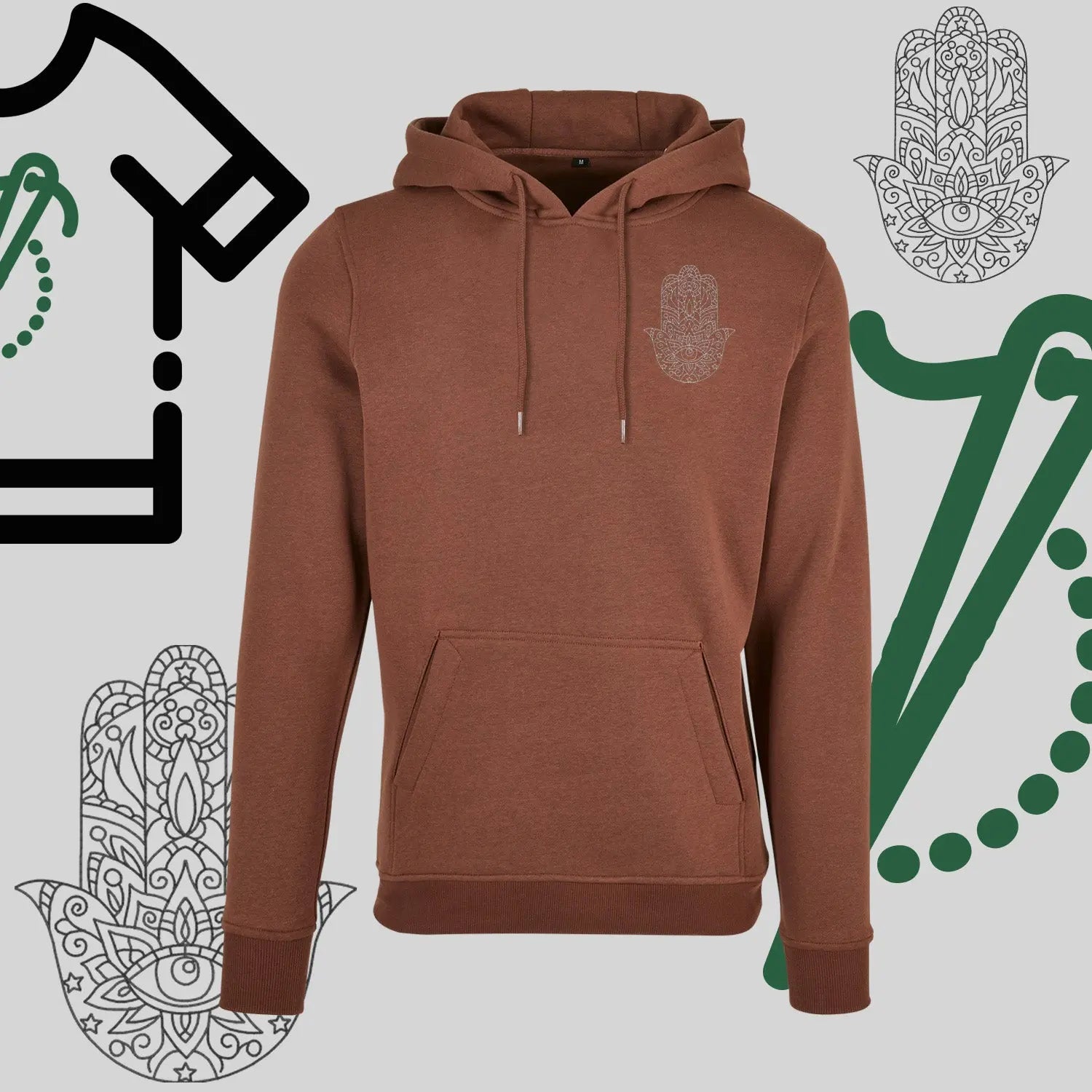 Bluza z kapturem "Hamsa" – haft komputerowy, symbol ochrony i stylu Haft z radości
