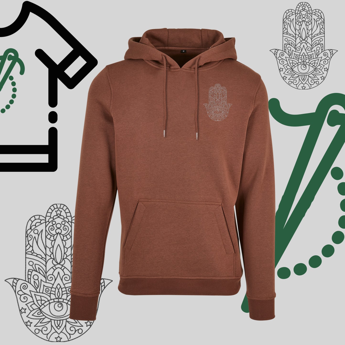 Bluza z kapturem "Hamsa" – haft komputerowy, symbol ochrony i stylu