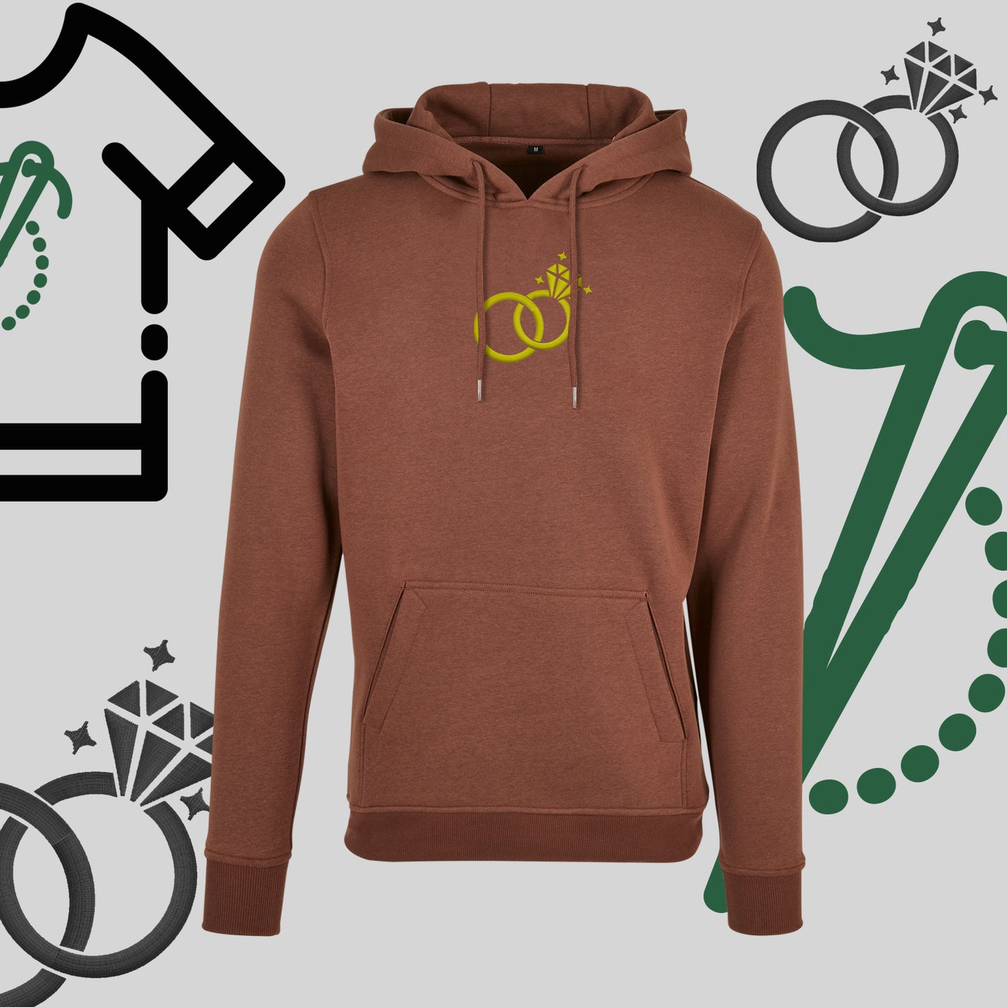 Bluza z kapturem "Ślubne Obrączki" – haft komputerowy, symbol miłości i wierności