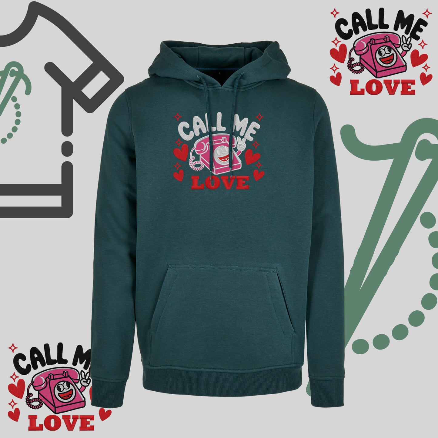 Bluza z kapturem z haftem "Call Me Love"