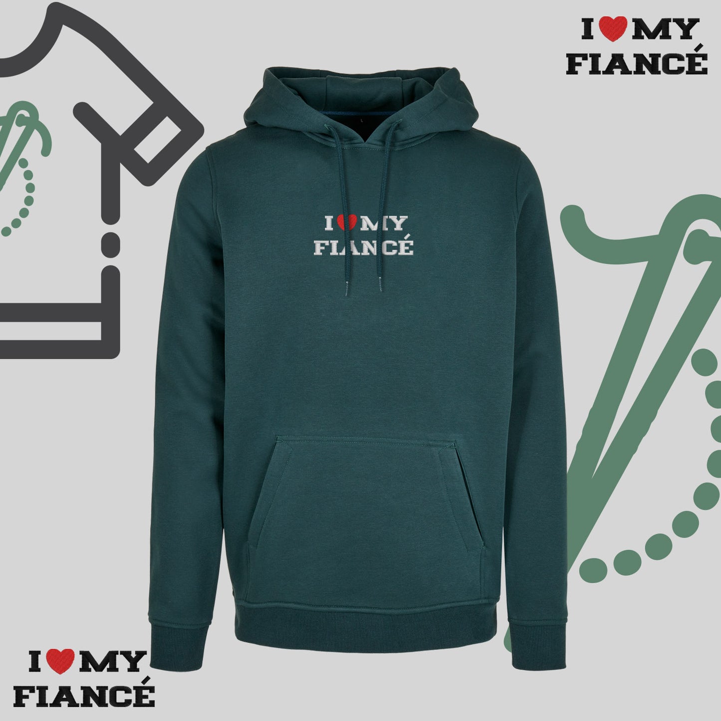 Bluza z kapturem z haftem "I❤️ MY FIANCE"