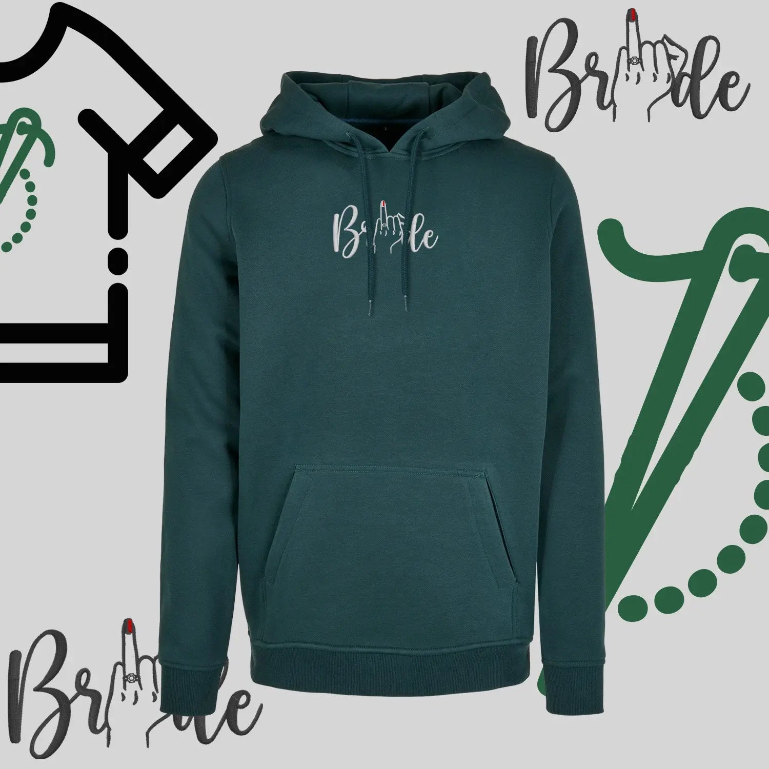 Bluza z kapturem "Bride" – haft komputerowy, wygodny styl dla przyszłej żony Haft z radości