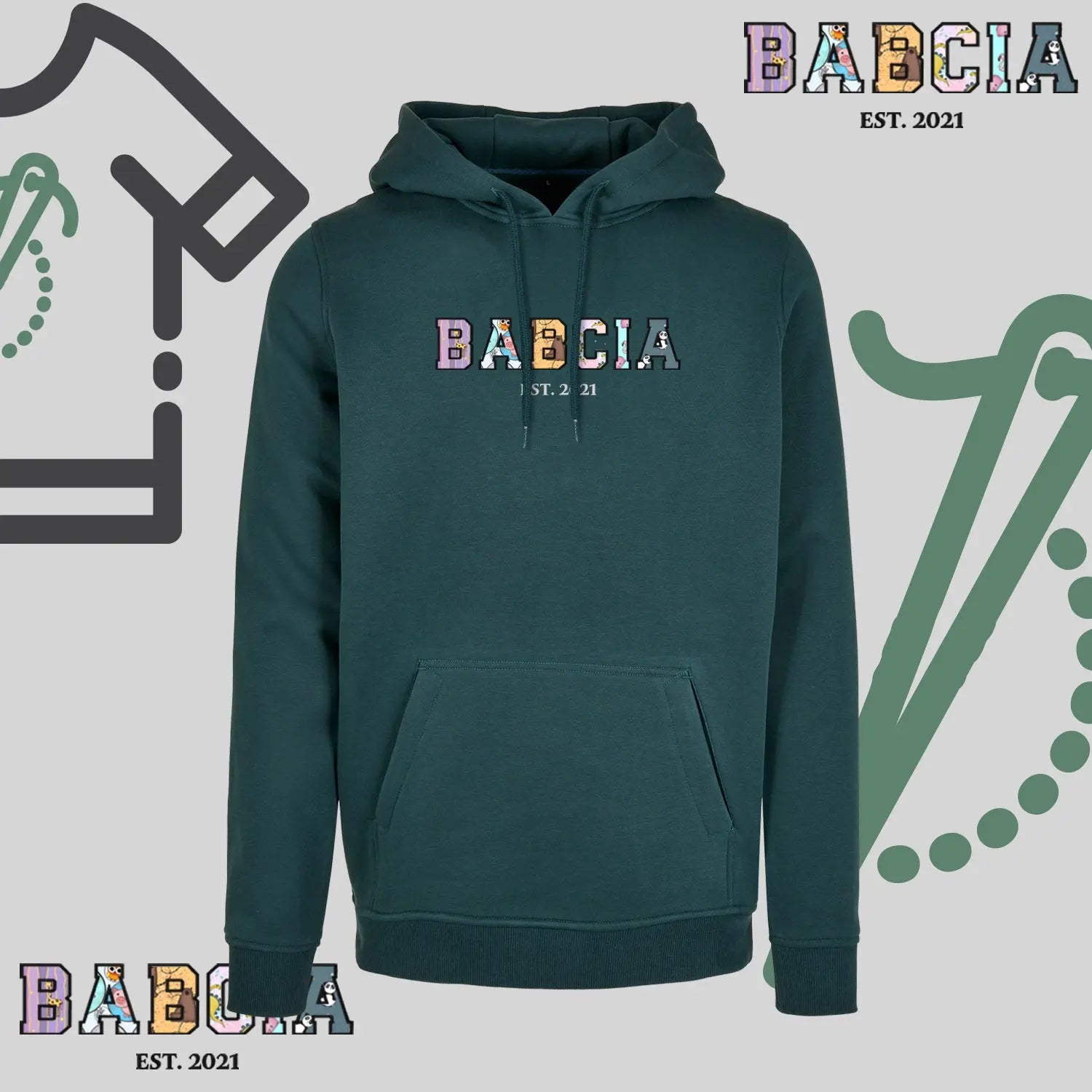 Bluza z kapturem "BABCIA" PATCHWORK+EST idealny prezent na dzień Babci Haft z radości