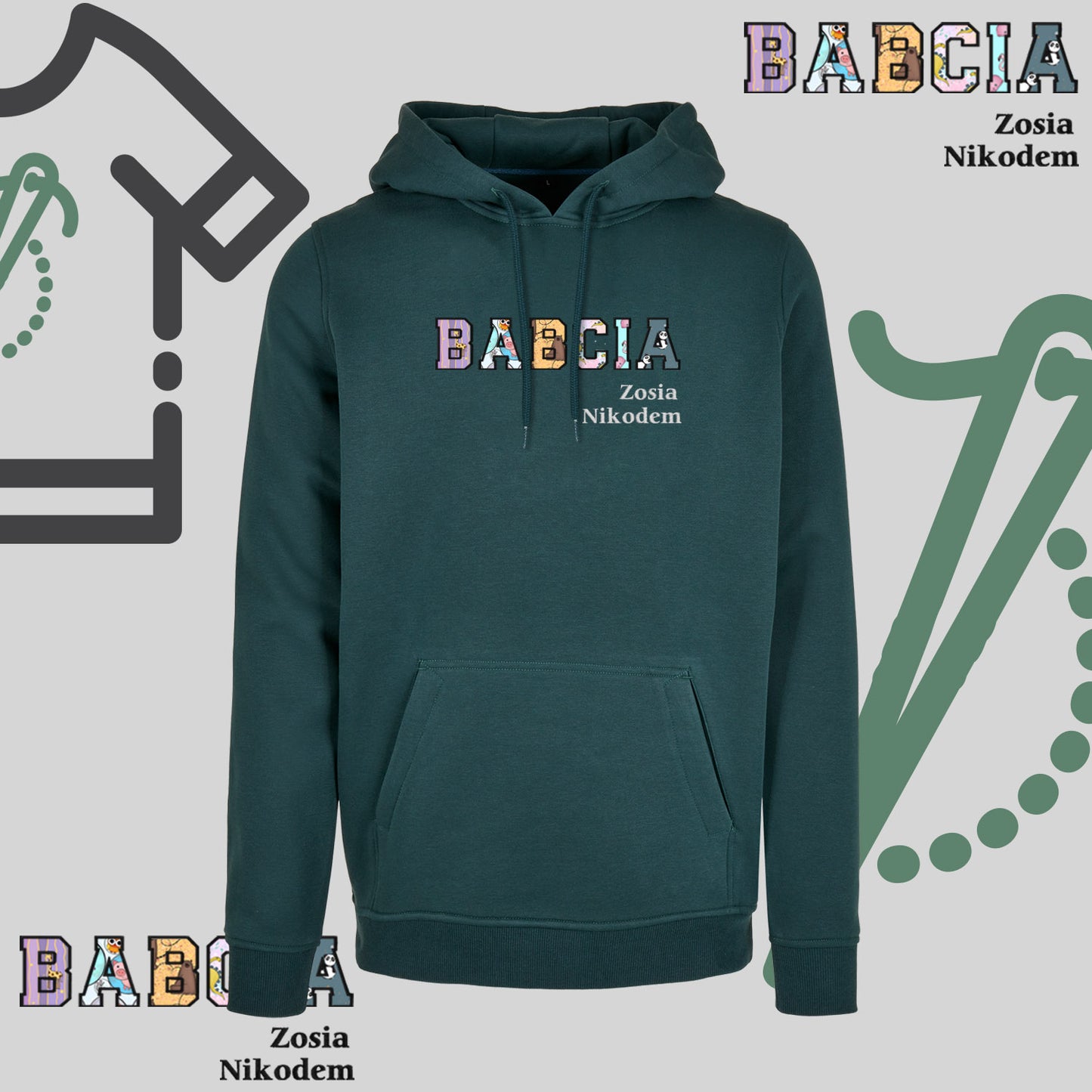 Bluza z kapturem "BABCIA" PATCHWORK+IMIONA WNUCZĄT idealny prezent na dzień Babci