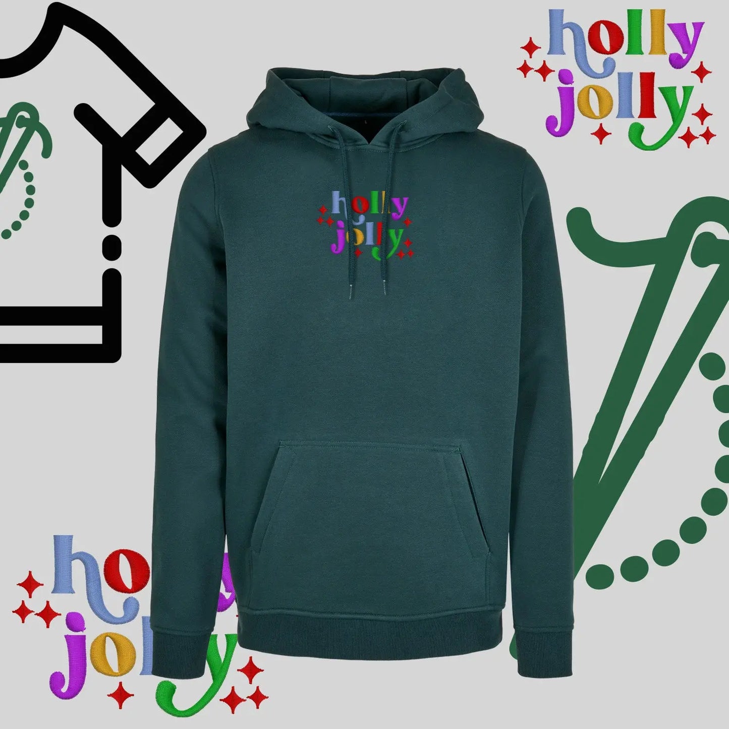 Bluza z kapturem "Holly Jolly" – haft komputerowy, styl z przesłaniem Haft z radości
