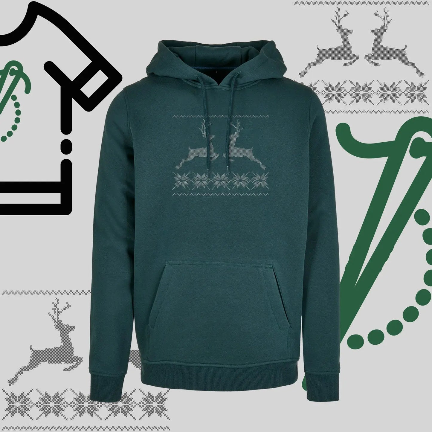 Bluza z kapturem "Renifer Christmas" – haft komputerowy, styl z przesłaniem Haft z radości