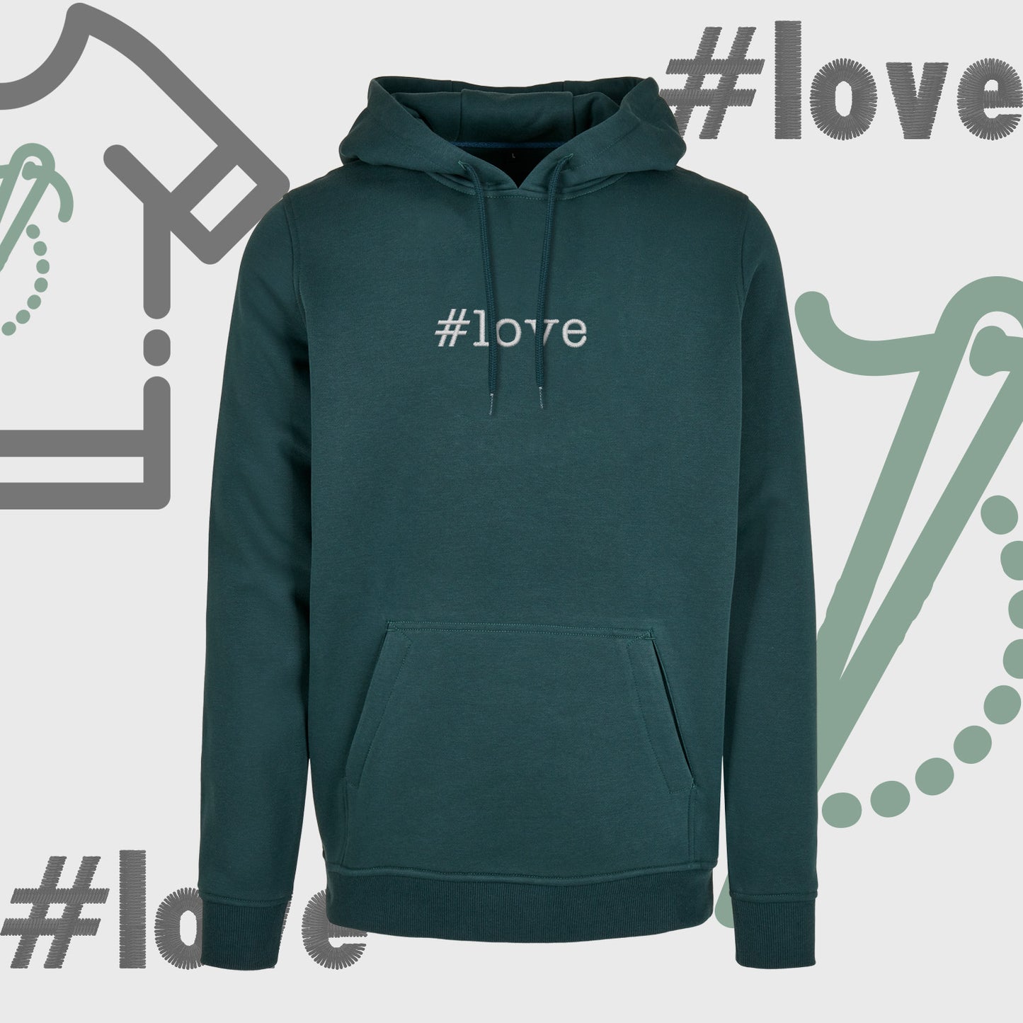 Bluza z kapturem "#love" – haft komputerowy, styl z pozytywnym przekazem