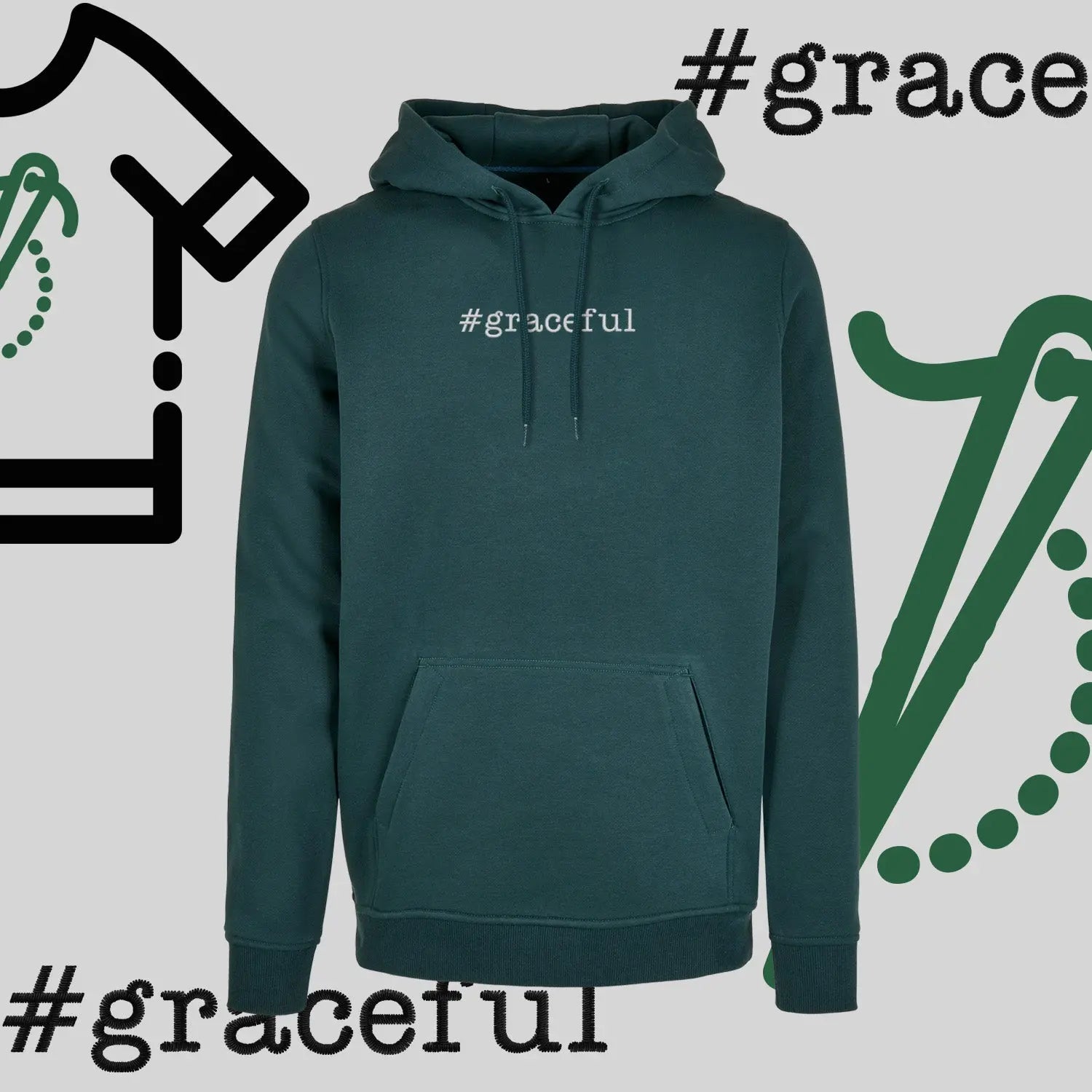 Bluza z kapturem "#graceful" – haft komputerowy, elegancja w stylu casual Haft z radości