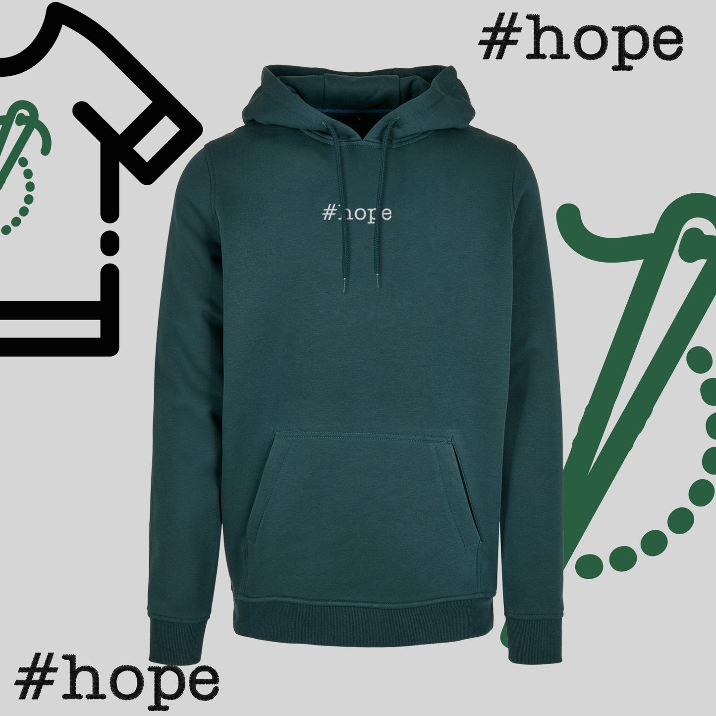 Bluza z kapturem "#hope" – haft komputerowy, inspiracja na co dzień