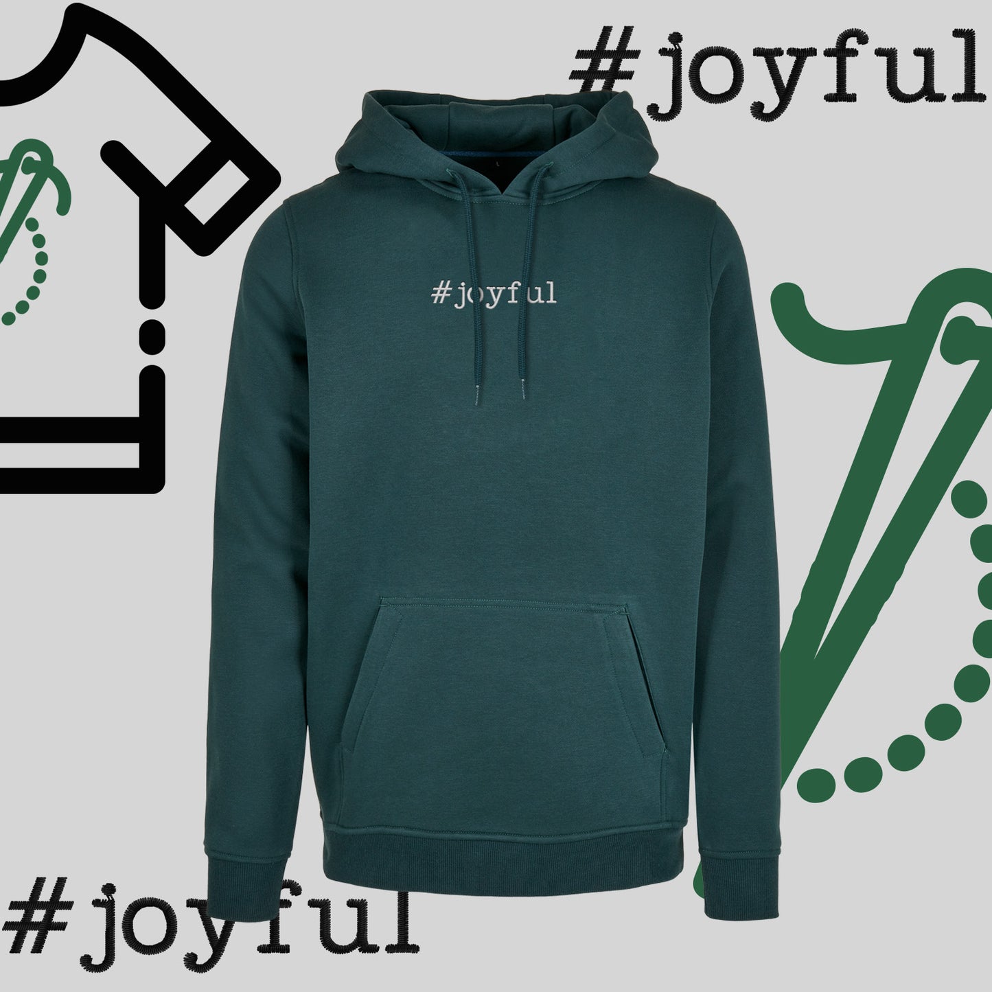 Bluza z kapturem "#joyful" – haft komputerowy, styl pełen radości