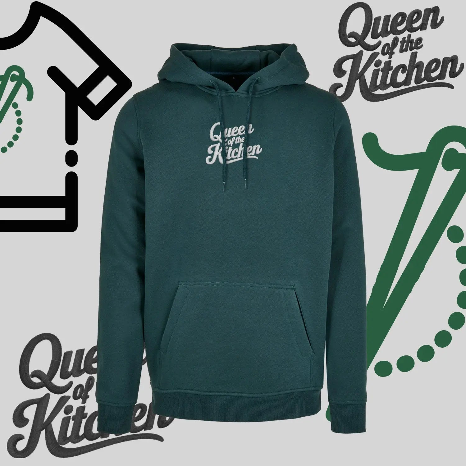Bluza z kapturem "Królowa Kuchni" – haft komputerowy, styl dla pasjonatek gotowania Haft z radości