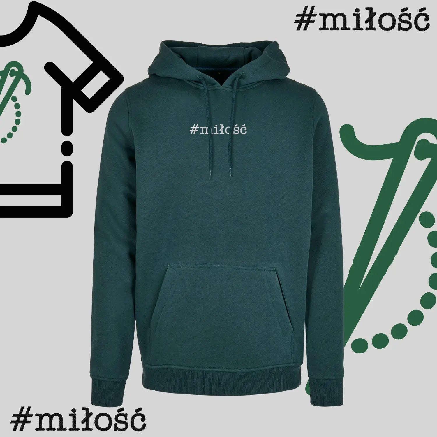 Bluza z kapturem "#miłość" – haft komputerowy, styl z przesłaniem Haft z radości
