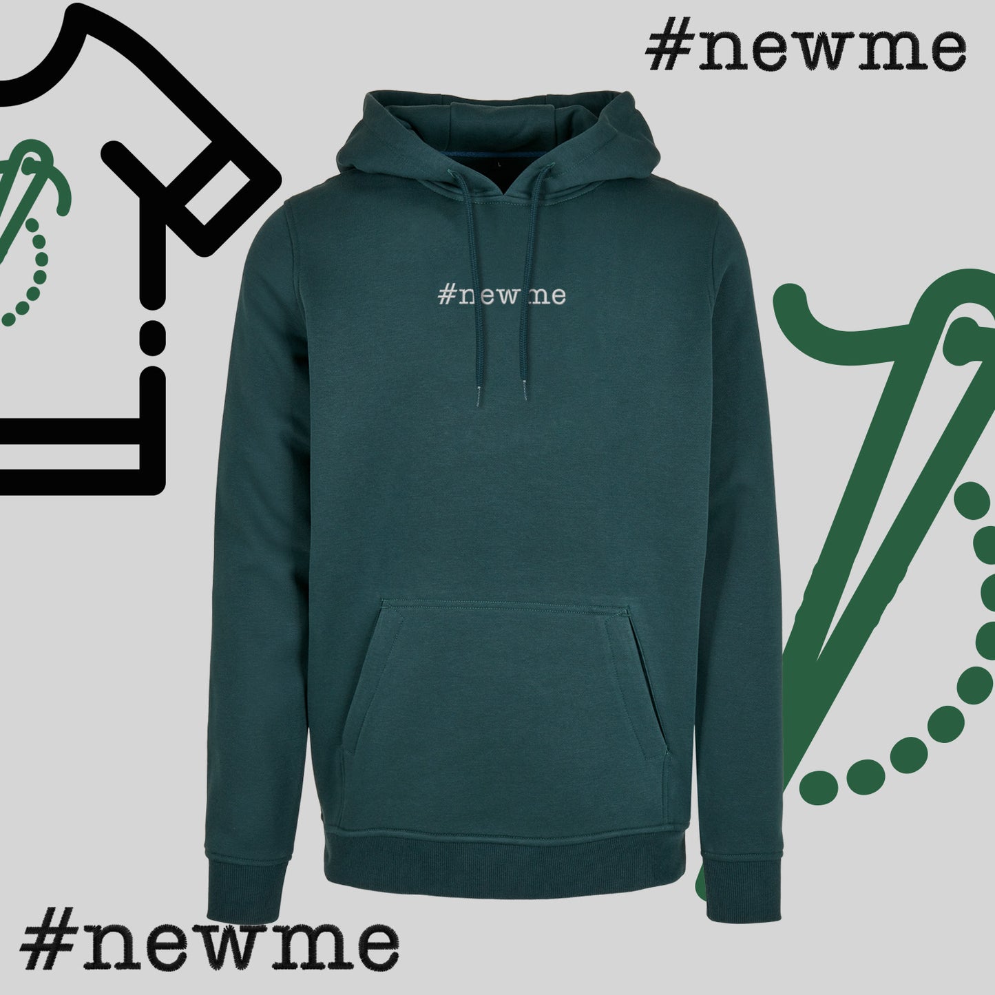 Bluza z kapturem "#newme" – haft komputerowy, motywacja i nowy styl