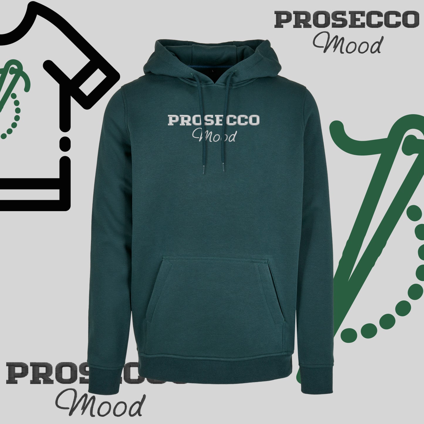 Bluza z kapturem "PROSECCO MOOD" – haft komputerowy, styl na każdą okazję