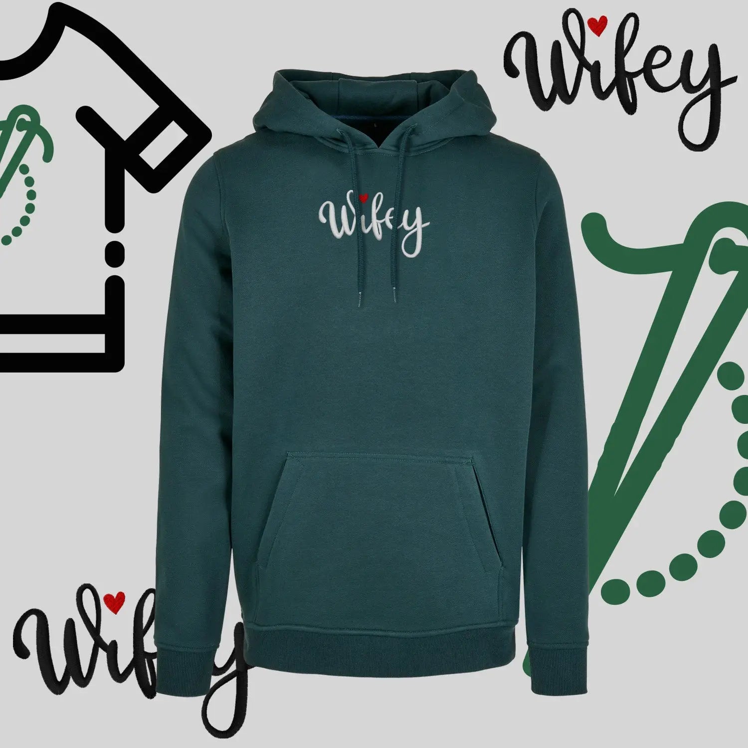 Bluza z kapturem "WIFEY" – haft komputerowy, styl dla żony z humorem Haft z radości