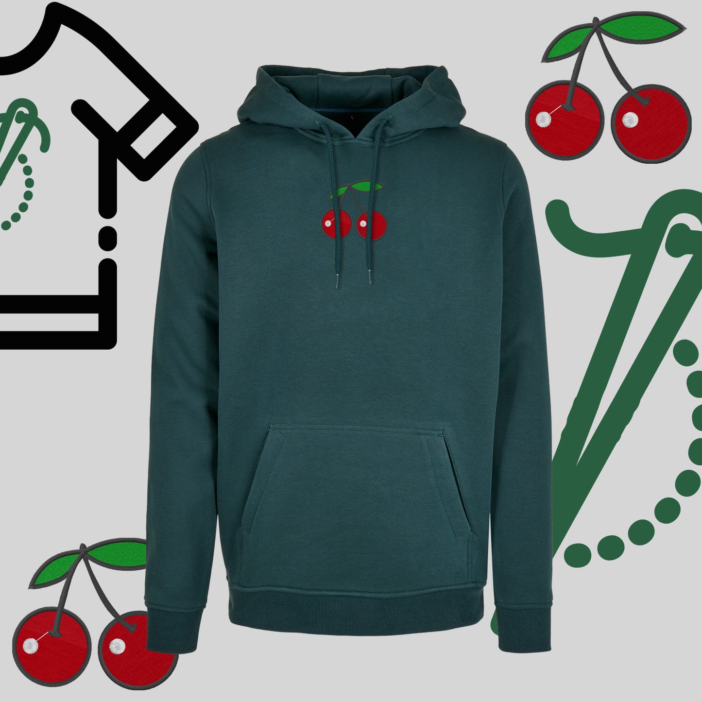 Bluza z kapturem "Wisienki" – haft komputerowy, styl z urokiem