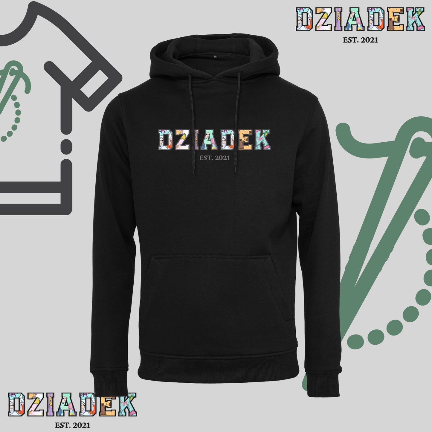 Bluza z kapturem "DZIADEK" PATCHWORK+EST idealny prezent na dzień Dziadka