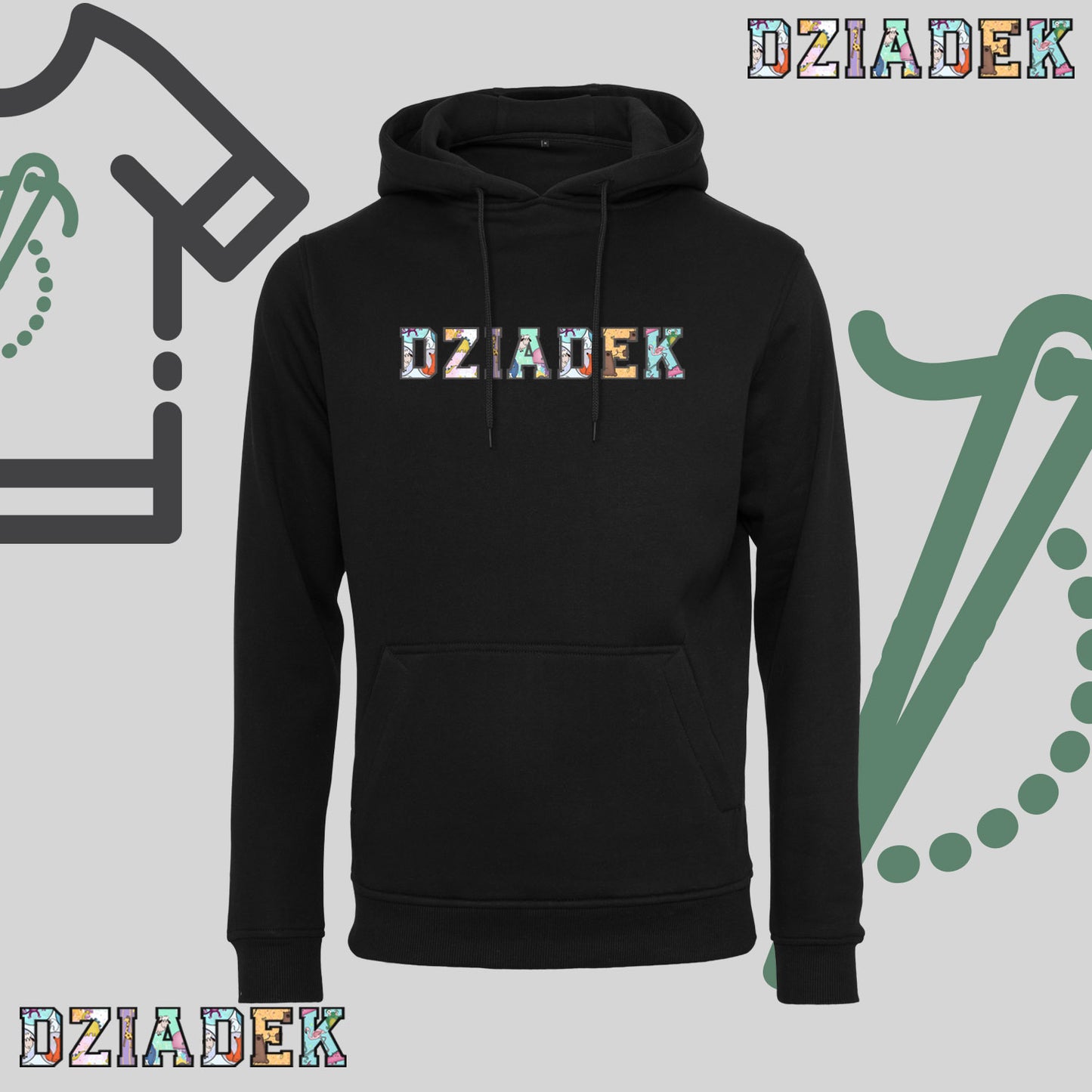 Bluza z kapturem "DZIADEK" PATCHWORK idealny prezent na dzień Dziadka