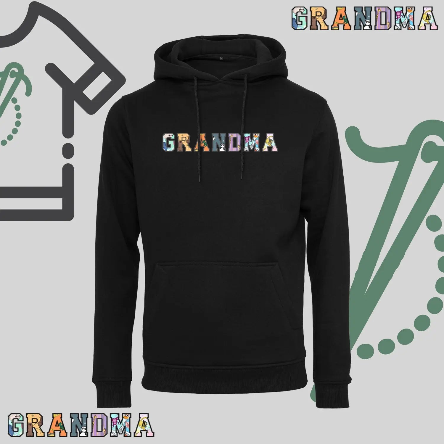 Bluza z kapturem "GRANDMA" PATCHWORK idealny prezent na dzień Babci Haft z radości