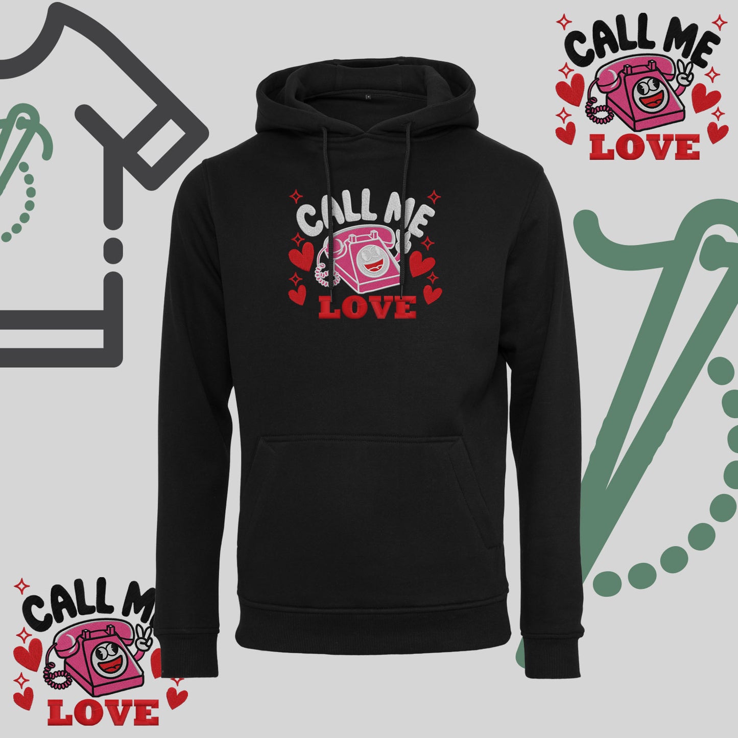 Bluza z kapturem z haftem "Call Me Love"