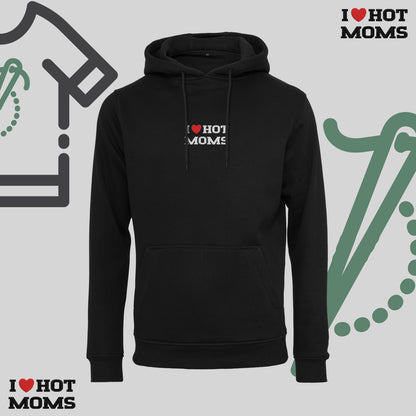 Bluza z kapturem z haftem "I❤️ HOT MOMS"