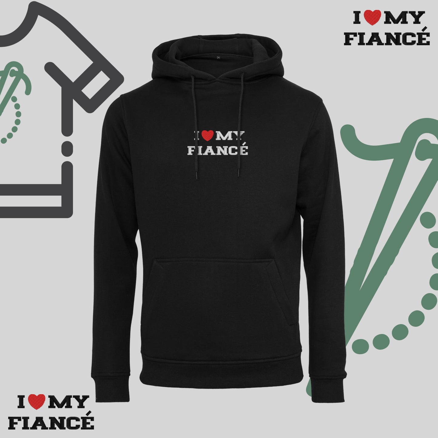 Bluza z kapturem z haftem "I❤️ MY FIANCE"