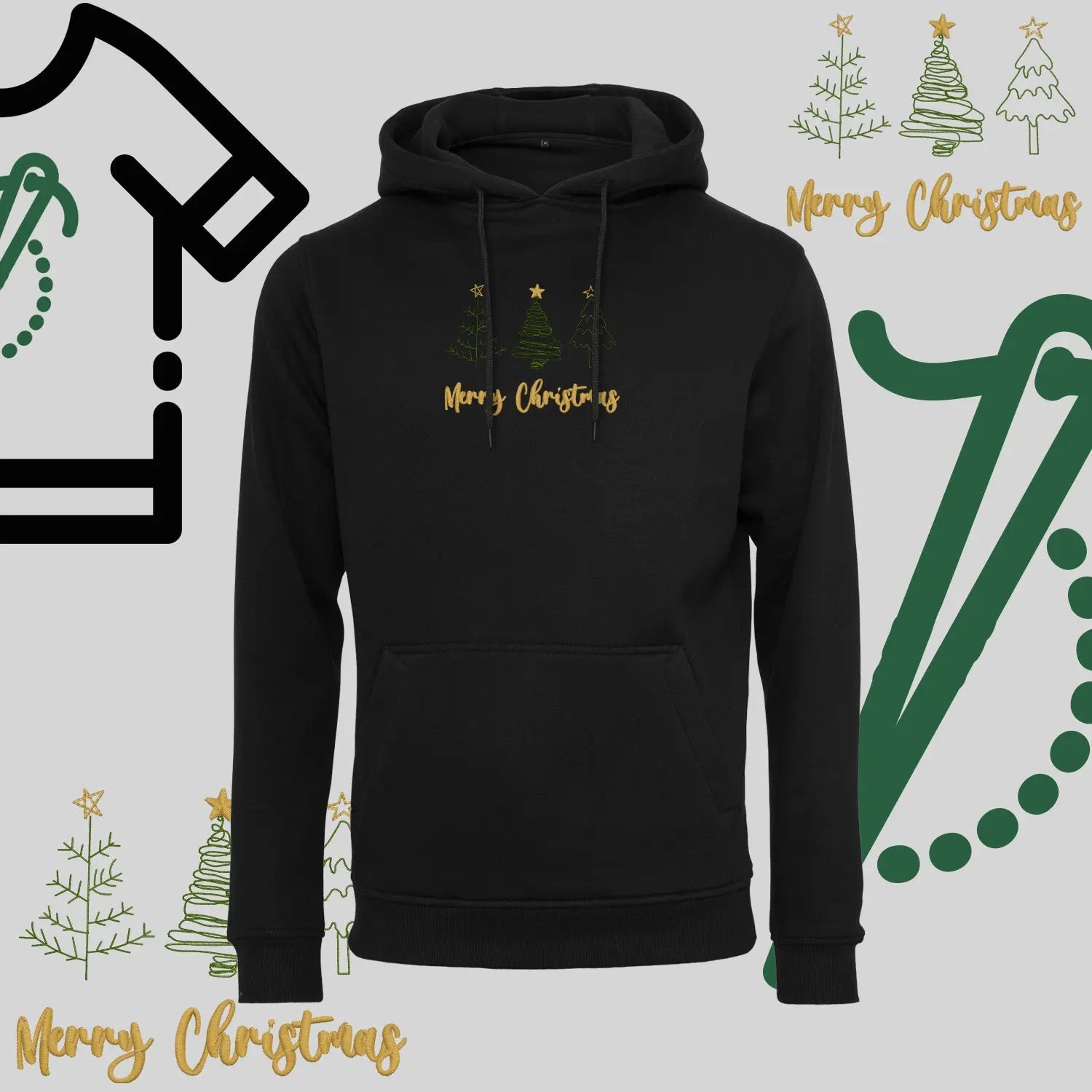 Bluza z kapturem "Trzy Choinki" – haft komputerowy, styl z przesłaniem Haft z radości