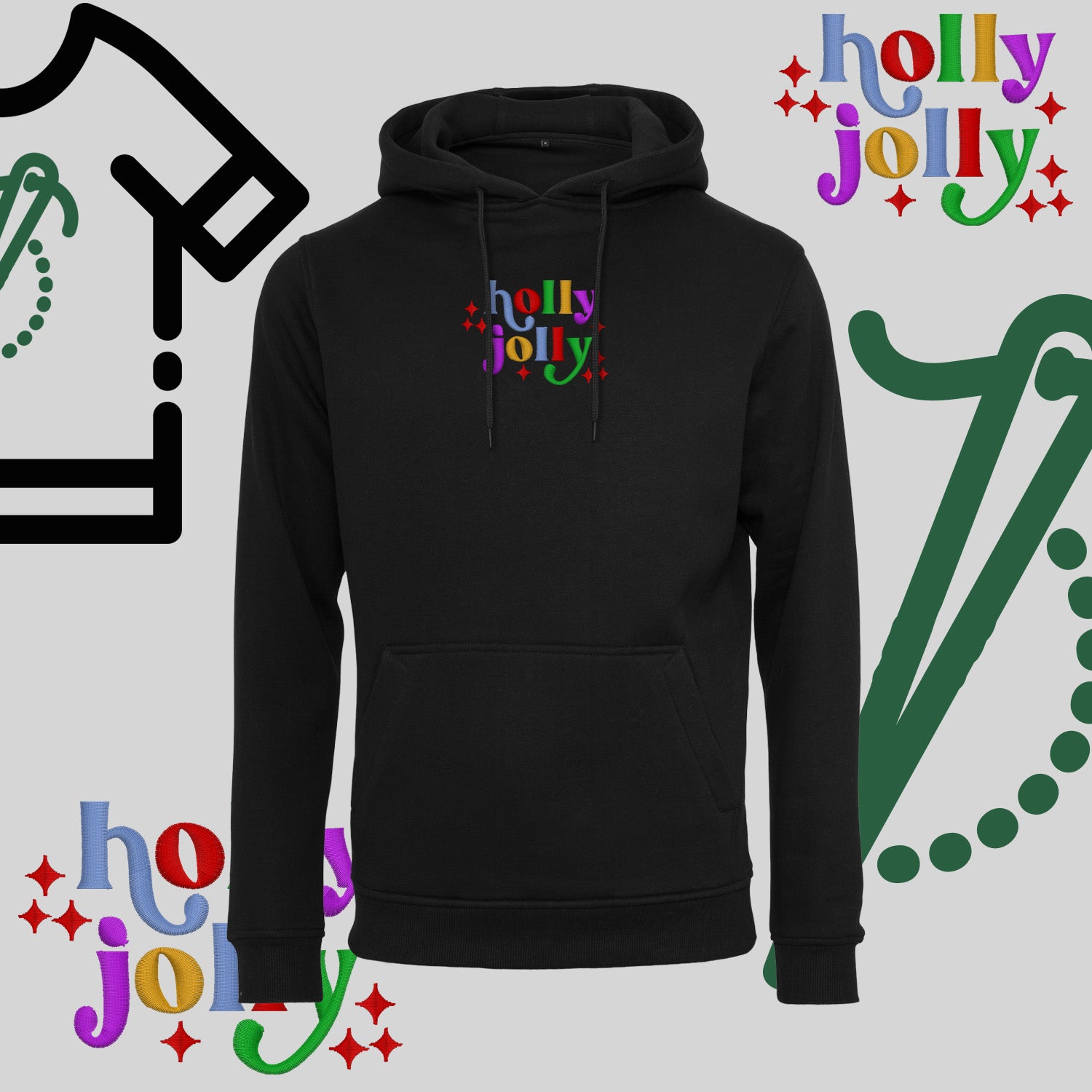 Bluza z kapturem "Holly Jolly" – haft komputerowy, styl z przesłaniem