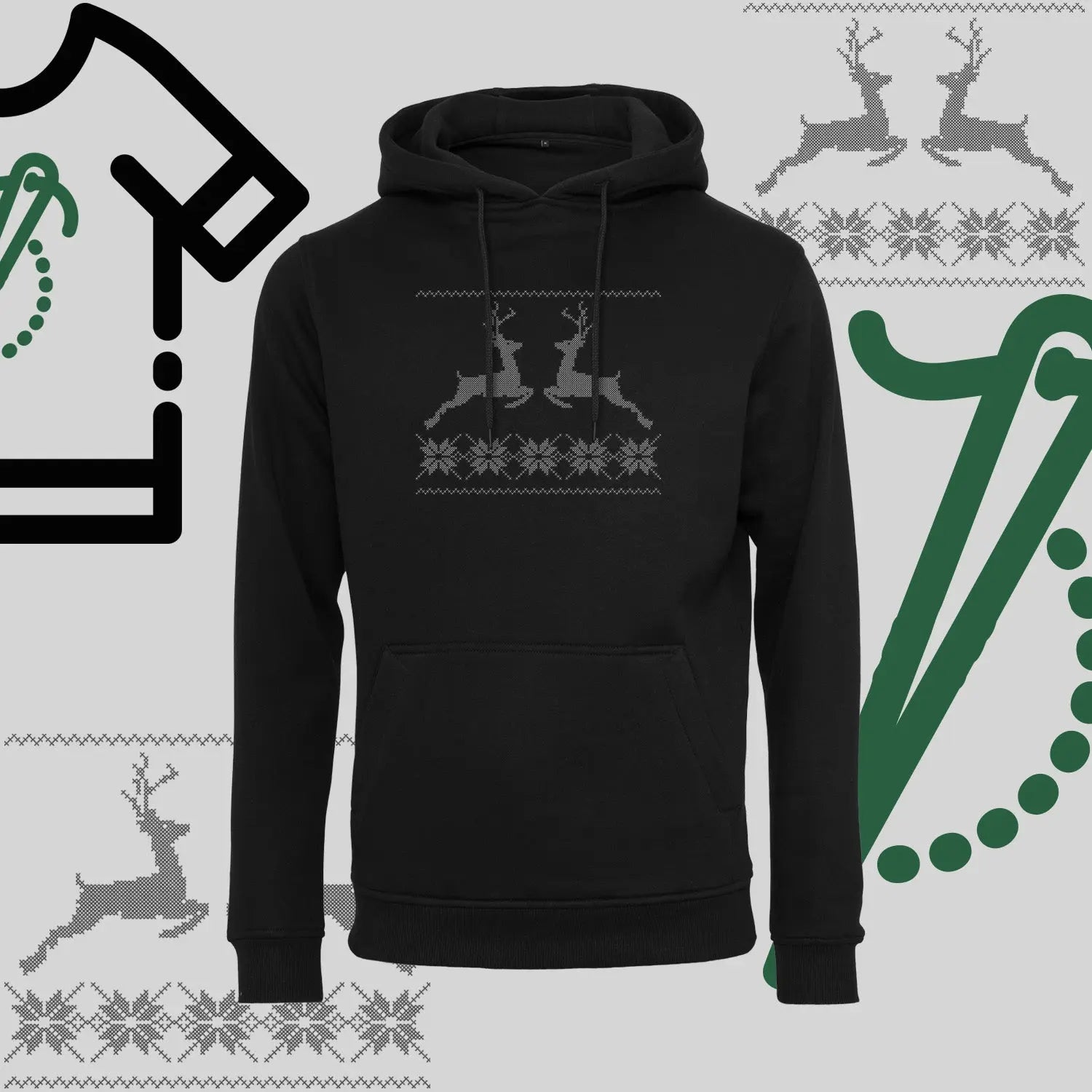 Bluza z kapturem "Renifer Christmas" – haft komputerowy, styl z przesłaniem Haft z radości