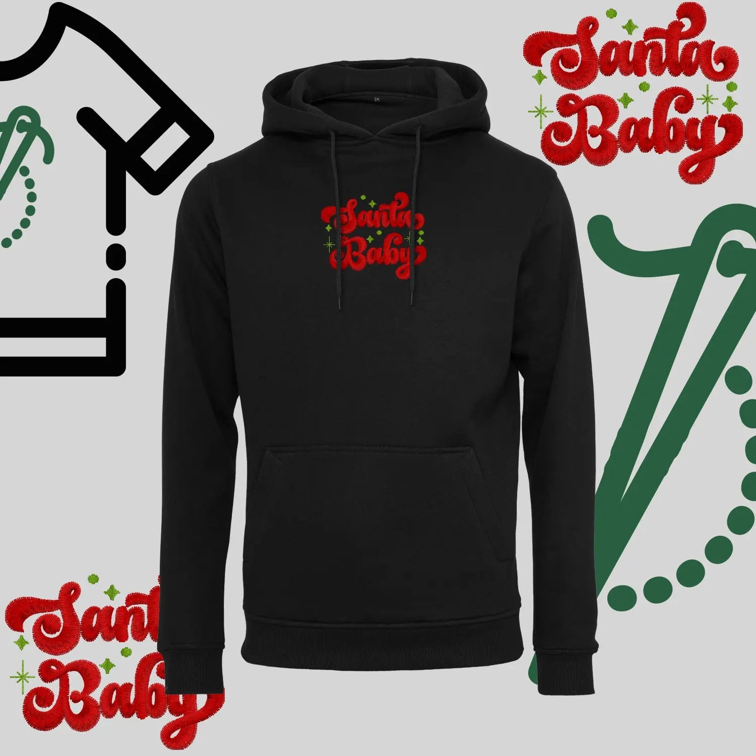 Bluza z kapturem "Santa Baby" – haft komputerowy, styl z przesłaniem Haft z radości