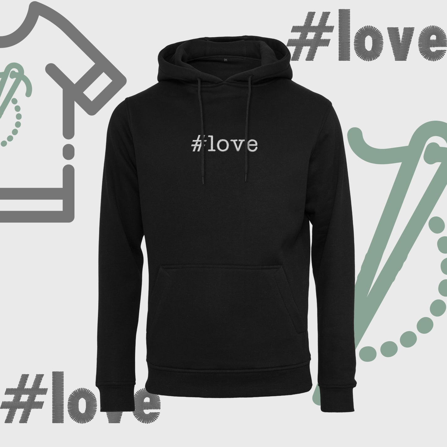 Bluza z kapturem "#love" – haft komputerowy, styl z pozytywnym przekazem