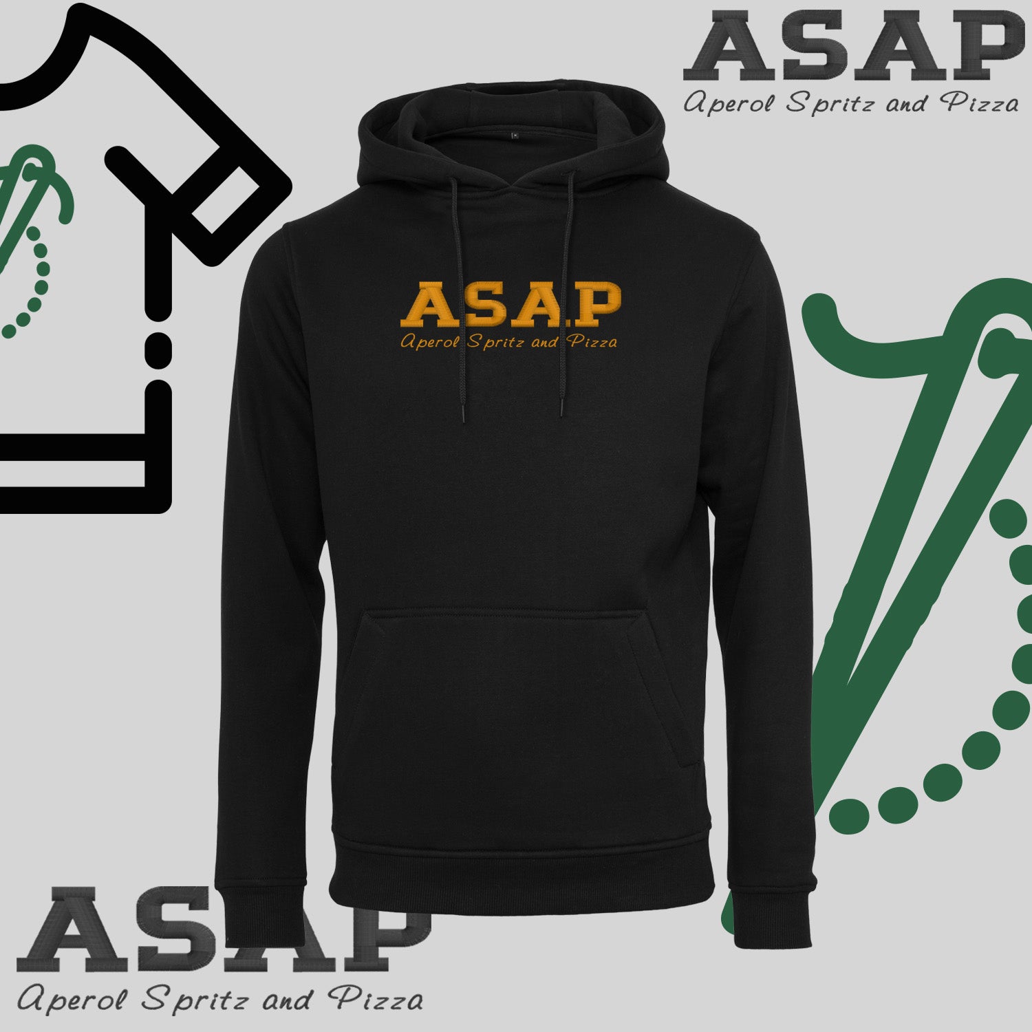 Bluza z kapturem "ASAP – Aperol Spritz and Pizza" – haft, włoski klimat