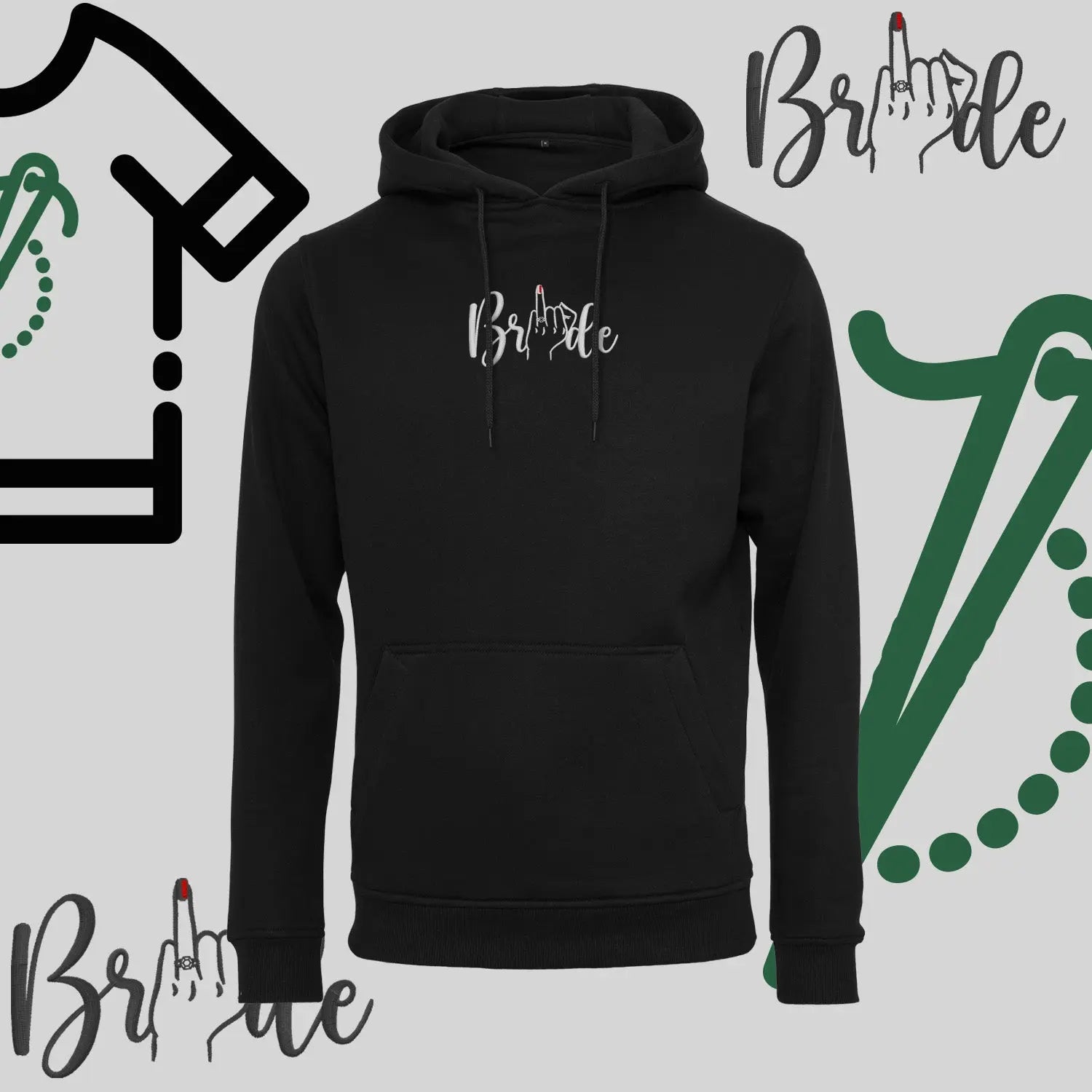 Bluza z kapturem "Bride" – haft komputerowy, wygodny styl dla przyszłej żony Haft z radości