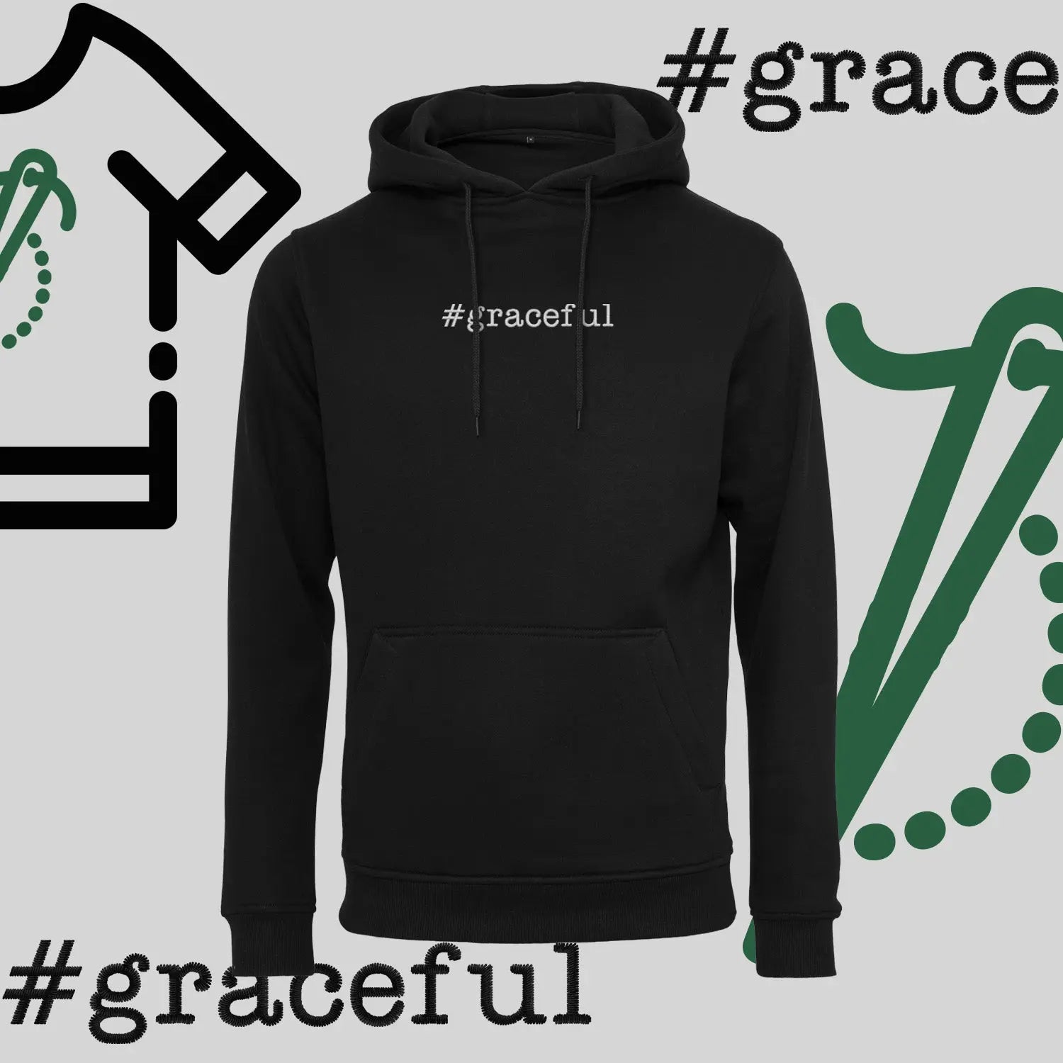 Bluza z kapturem "#graceful" – haft komputerowy, elegancja w stylu casual Haft z radości