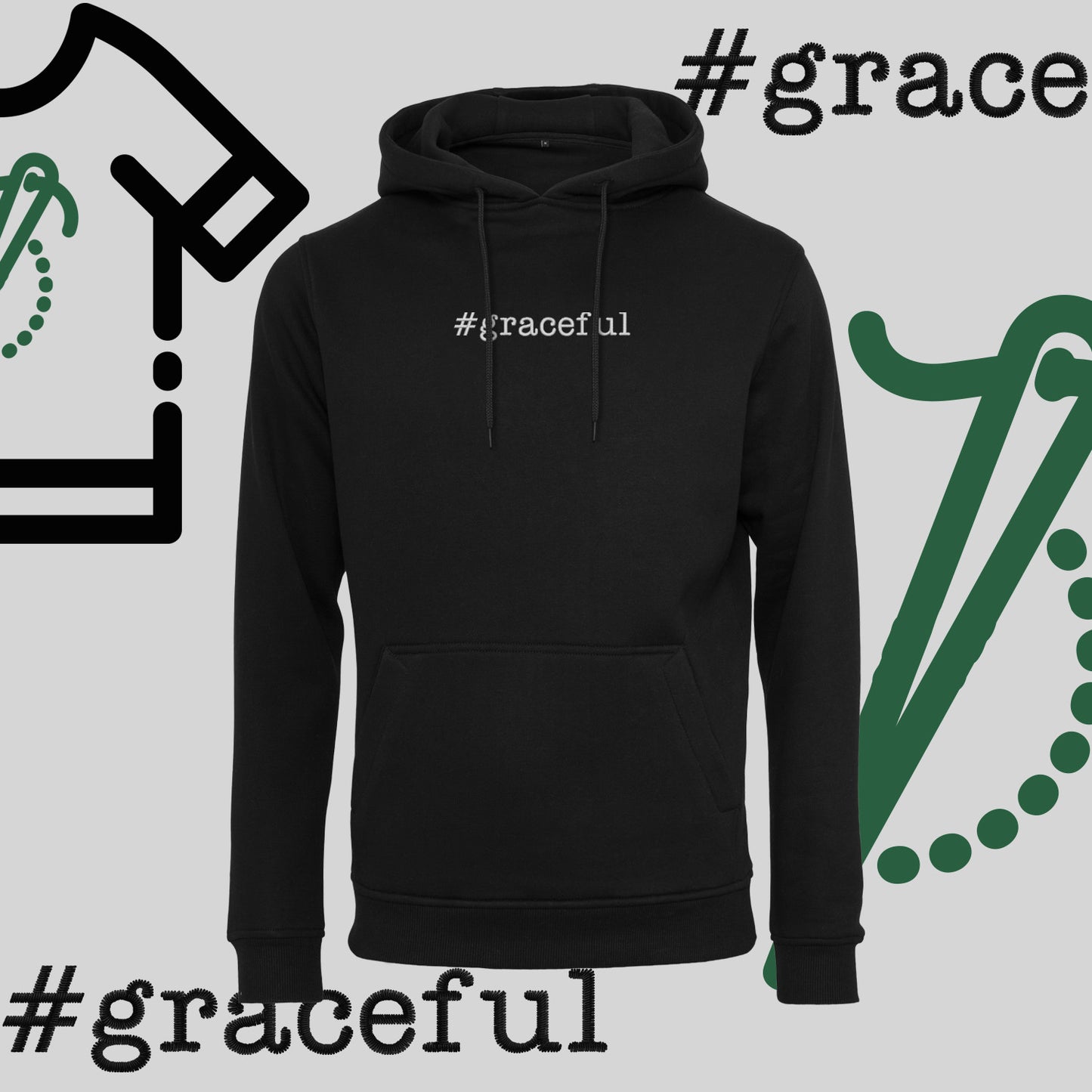 Bluza z kapturem "#graceful" – haft komputerowy, elegancja w stylu casual