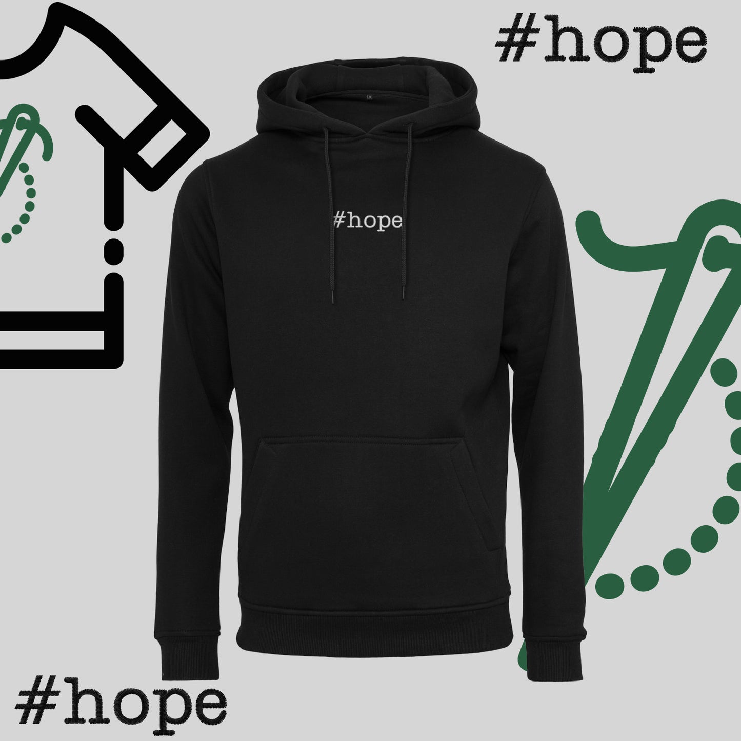 Bluza z kapturem "#hope" – haft komputerowy, inspiracja na co dzień