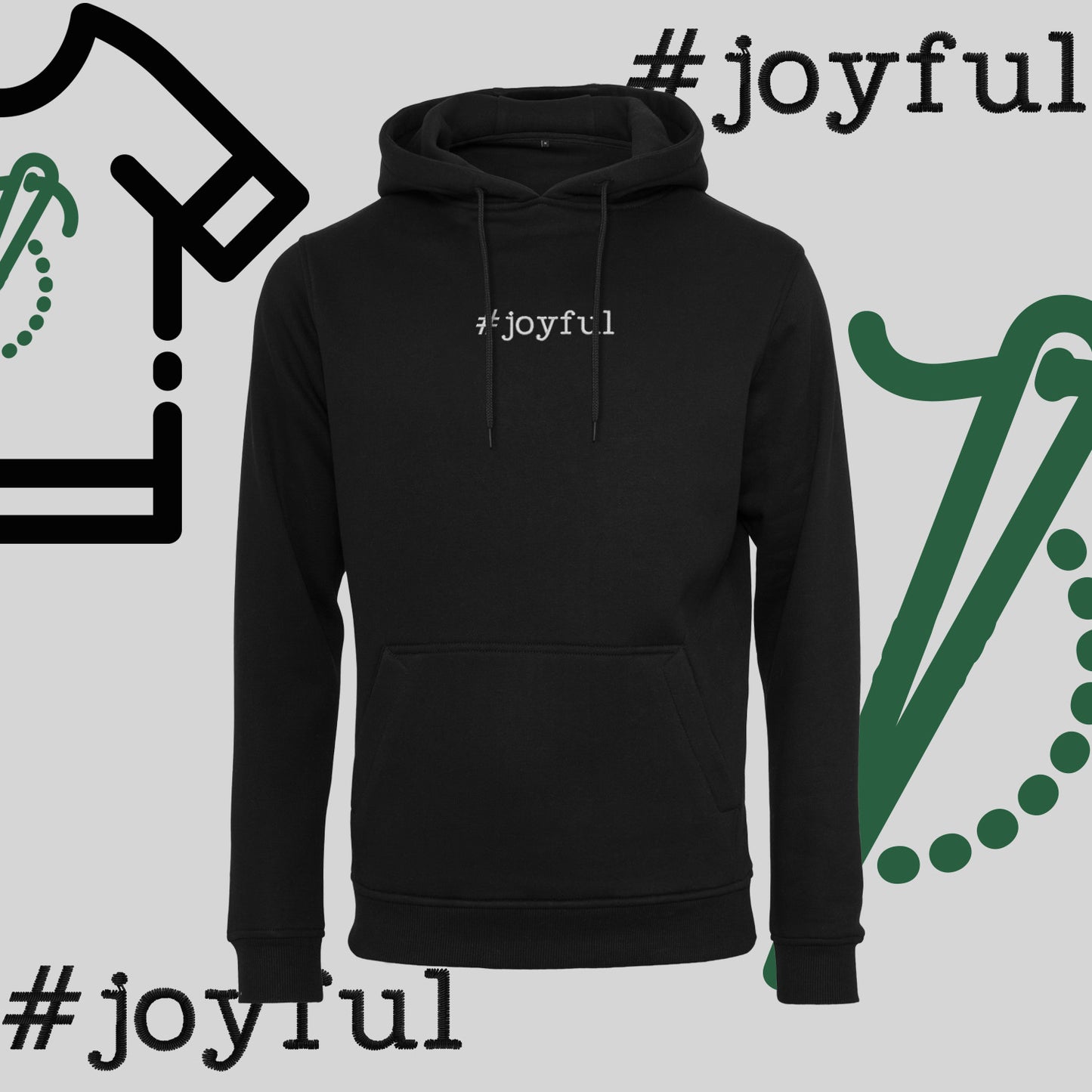 Bluza z kapturem "#joyful" – haft komputerowy, styl pełen radości