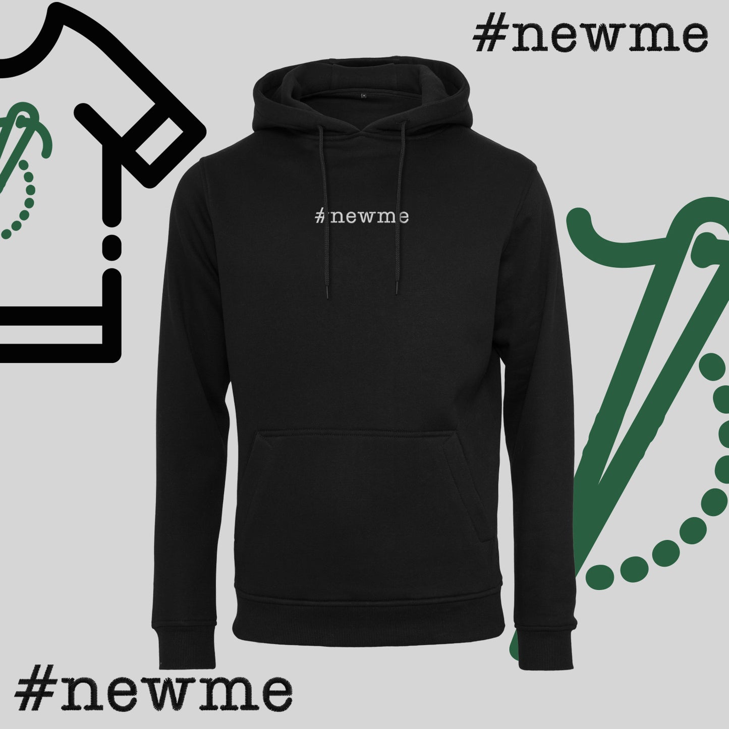 Bluza z kapturem "#newme" – haft komputerowy, motywacja i nowy styl