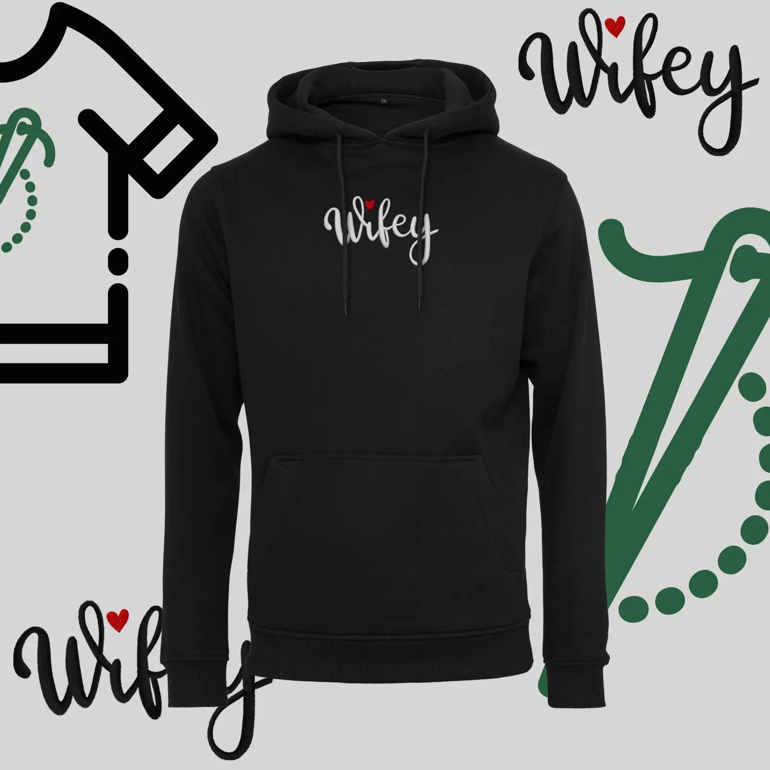 Bluza z kapturem "WIFEY" – haft komputerowy, styl dla żony z humorem Haft z radości